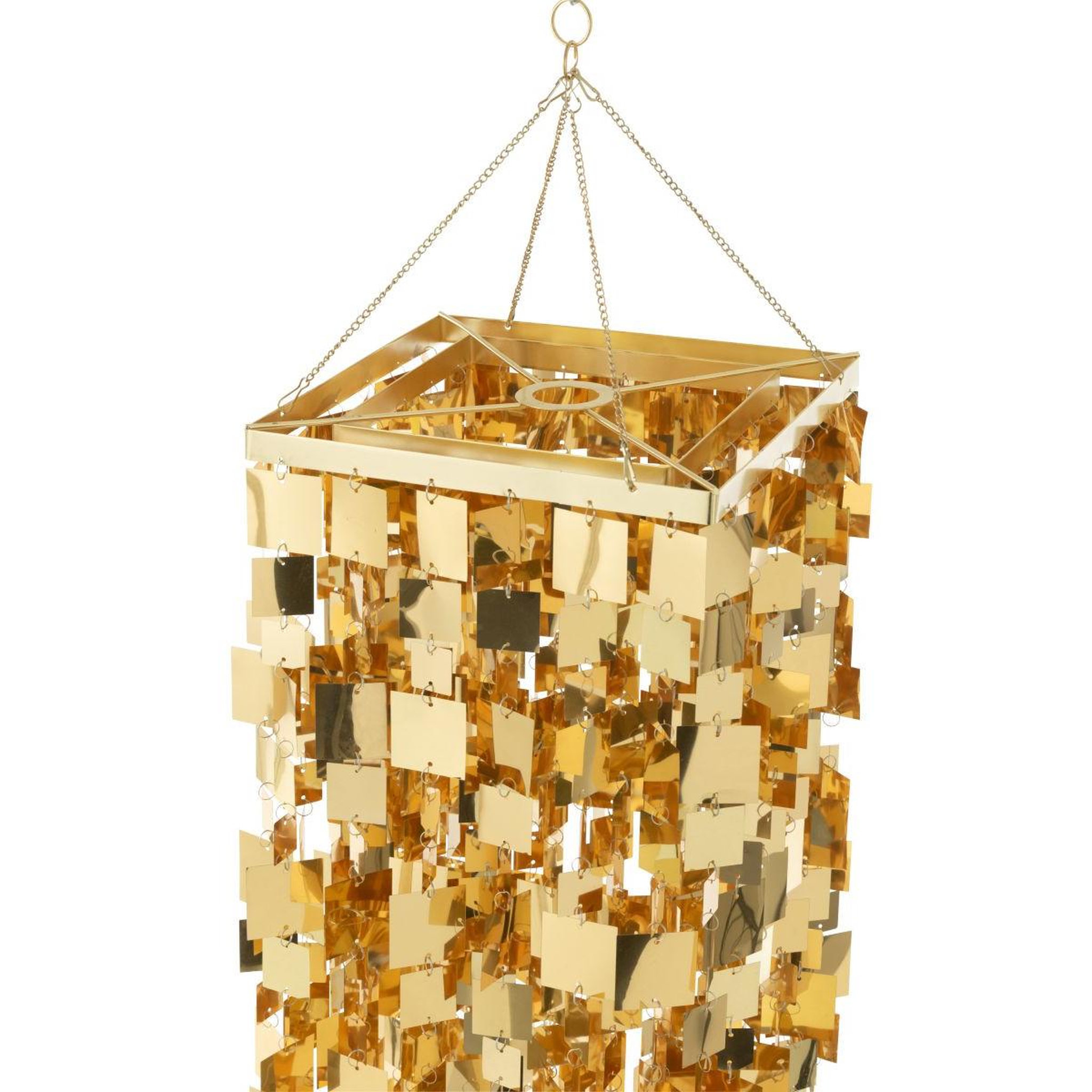 Voir la diapositive 2 : J-LINE Abat-jour suspension design  disco  122cm doré