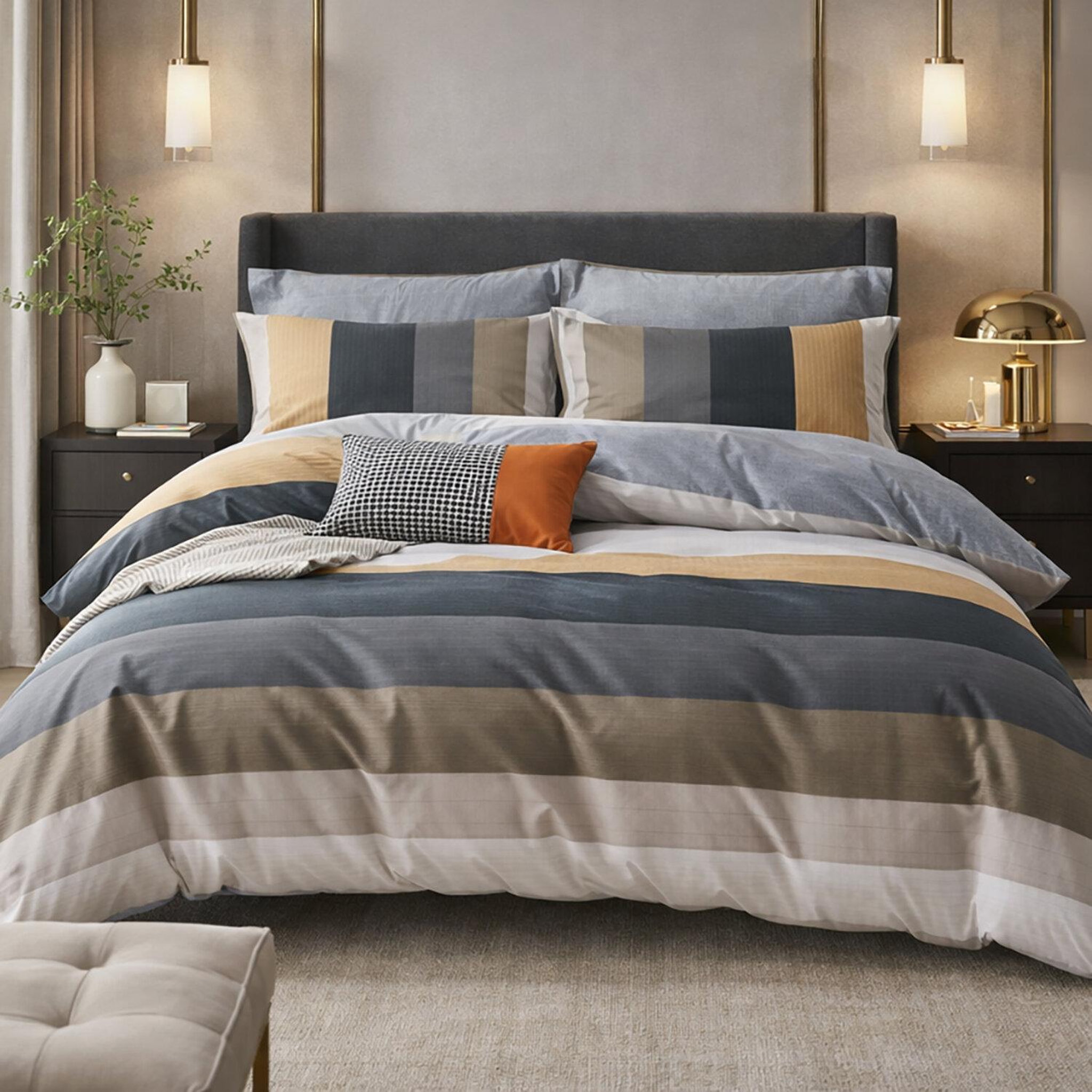 Home collection Parure housse de couette 3 pcs 240x220 cm en percale de coton 80 fils urbane