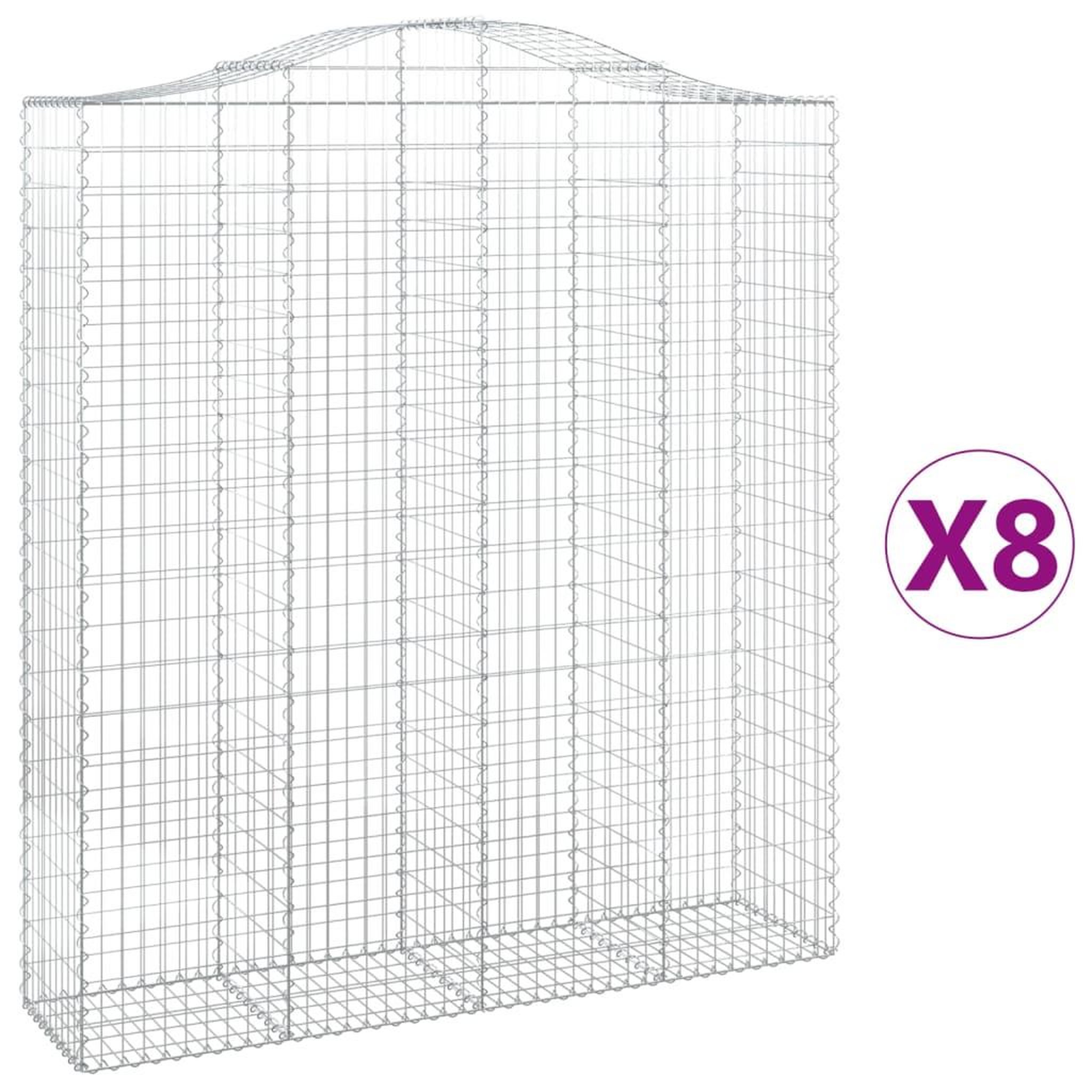 Voir la diapositive 2 : VIDAXL Paniers a gabions arques 8 pcs 200x50x220/240 cm Fer galvanise