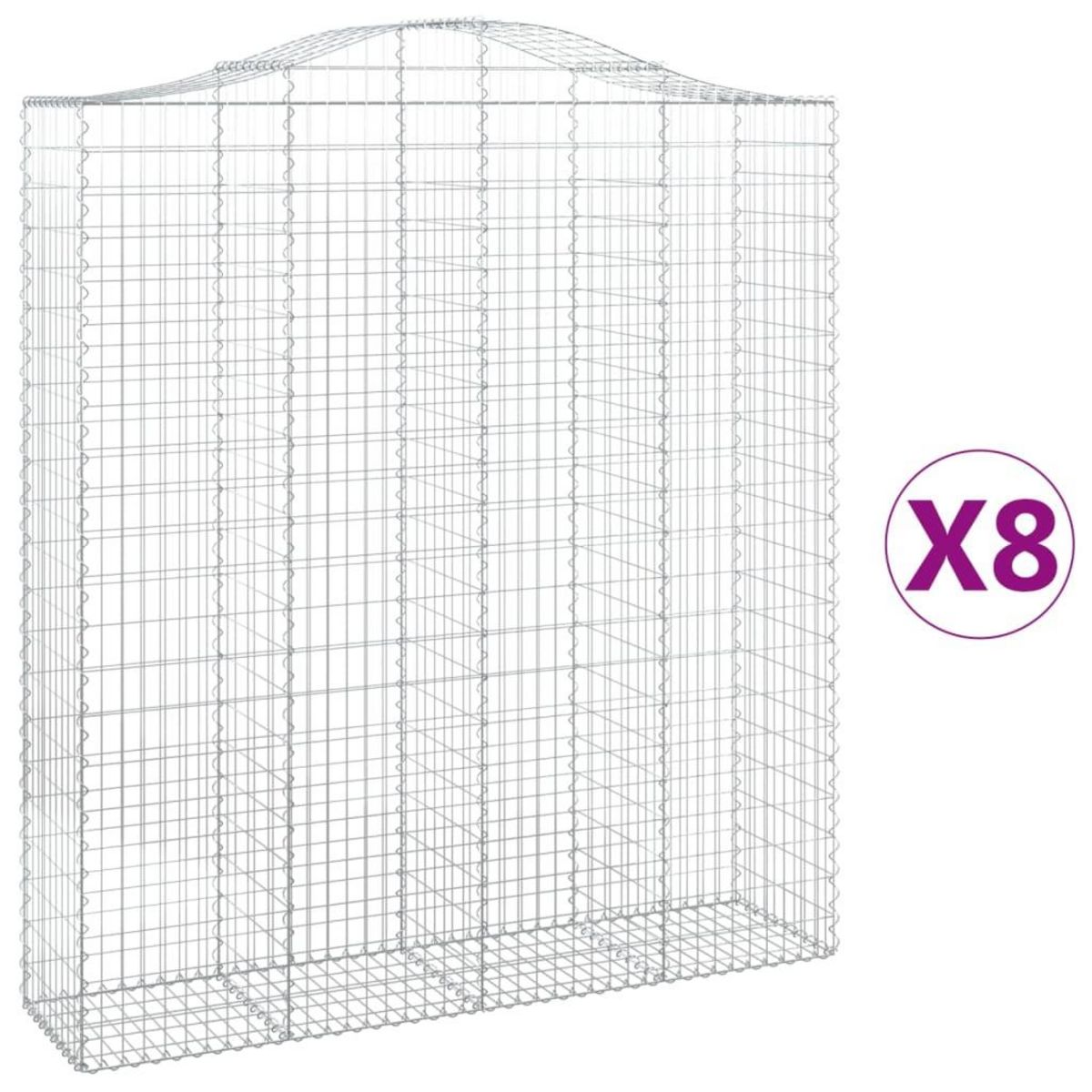 VIDAXL Paniers a gabions arques 8 pcs 200x50x220/240 cm Fer galvanise