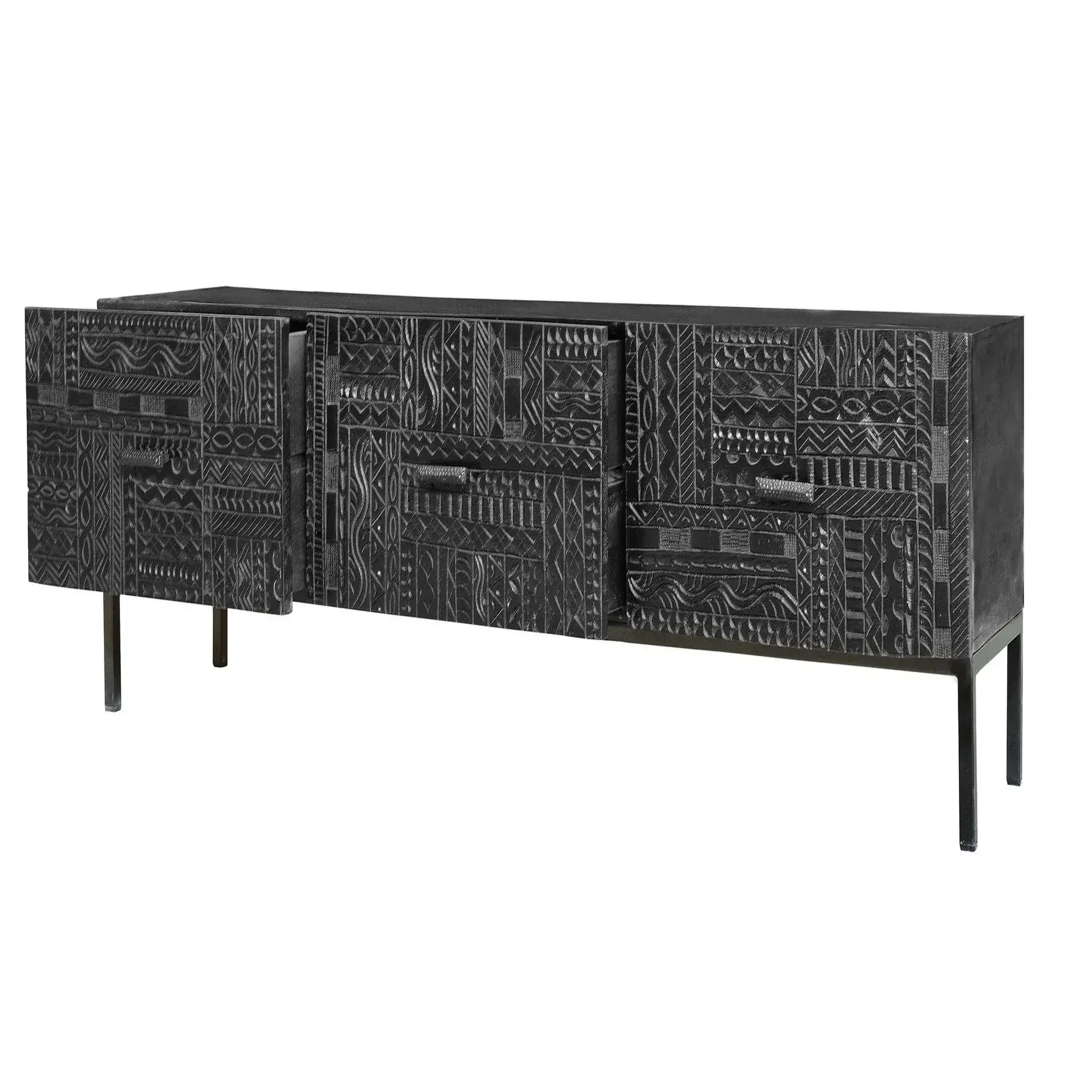 Voir la diapositive 2 : GINER Y COLOMER SL Meuble tv en bois de manguier 180 cm style ethnique