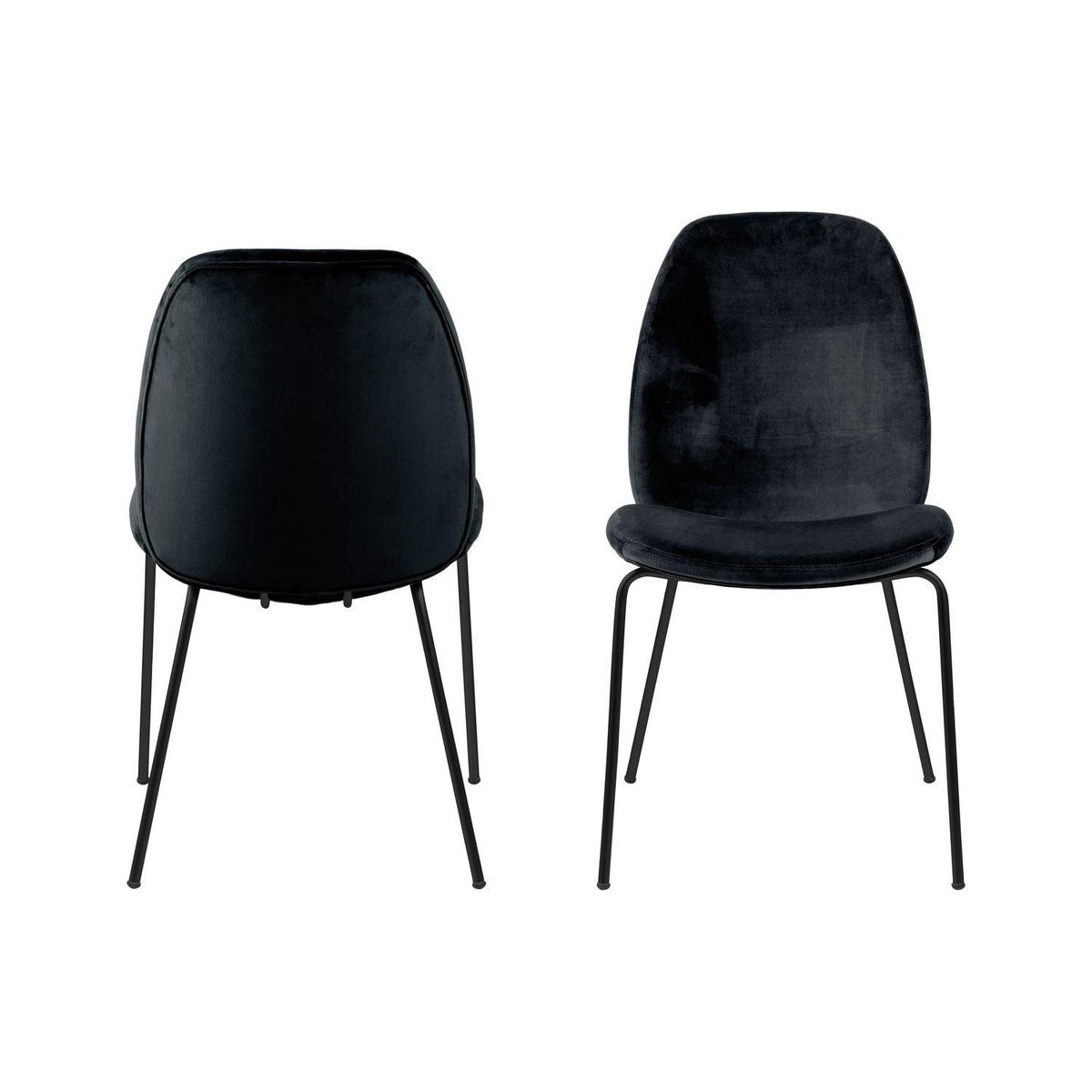 TOILINUX Lot de 2 chaises Billie en velours et métal - Noir