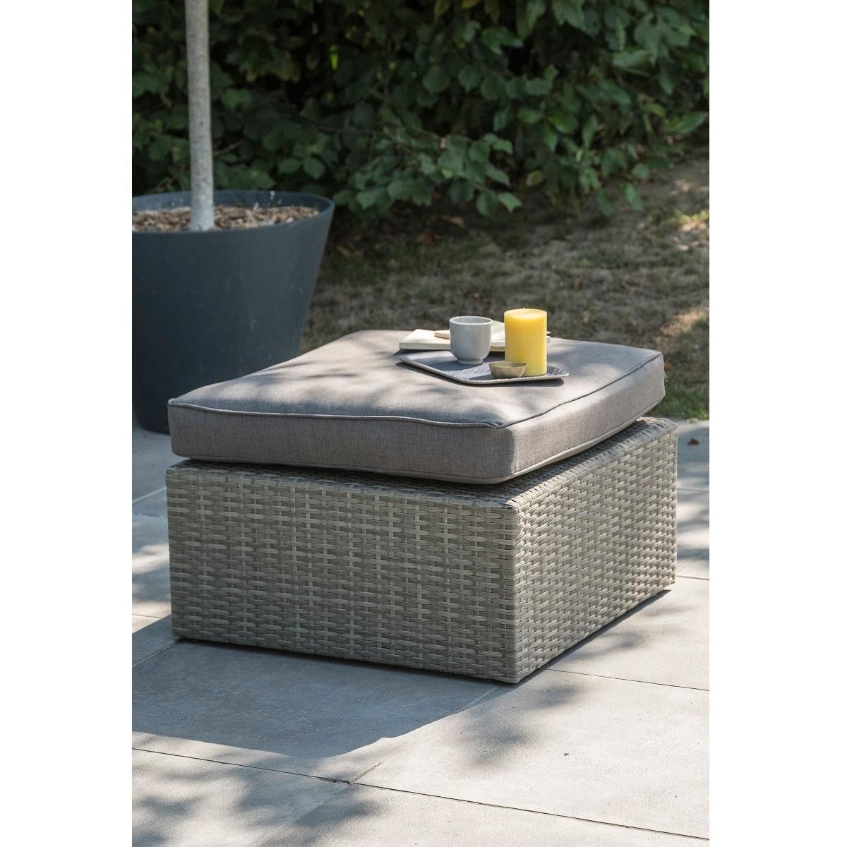 DCB GARDEN Salon bas de jardin - 5 places - résine tressée - gris - BONHEUR