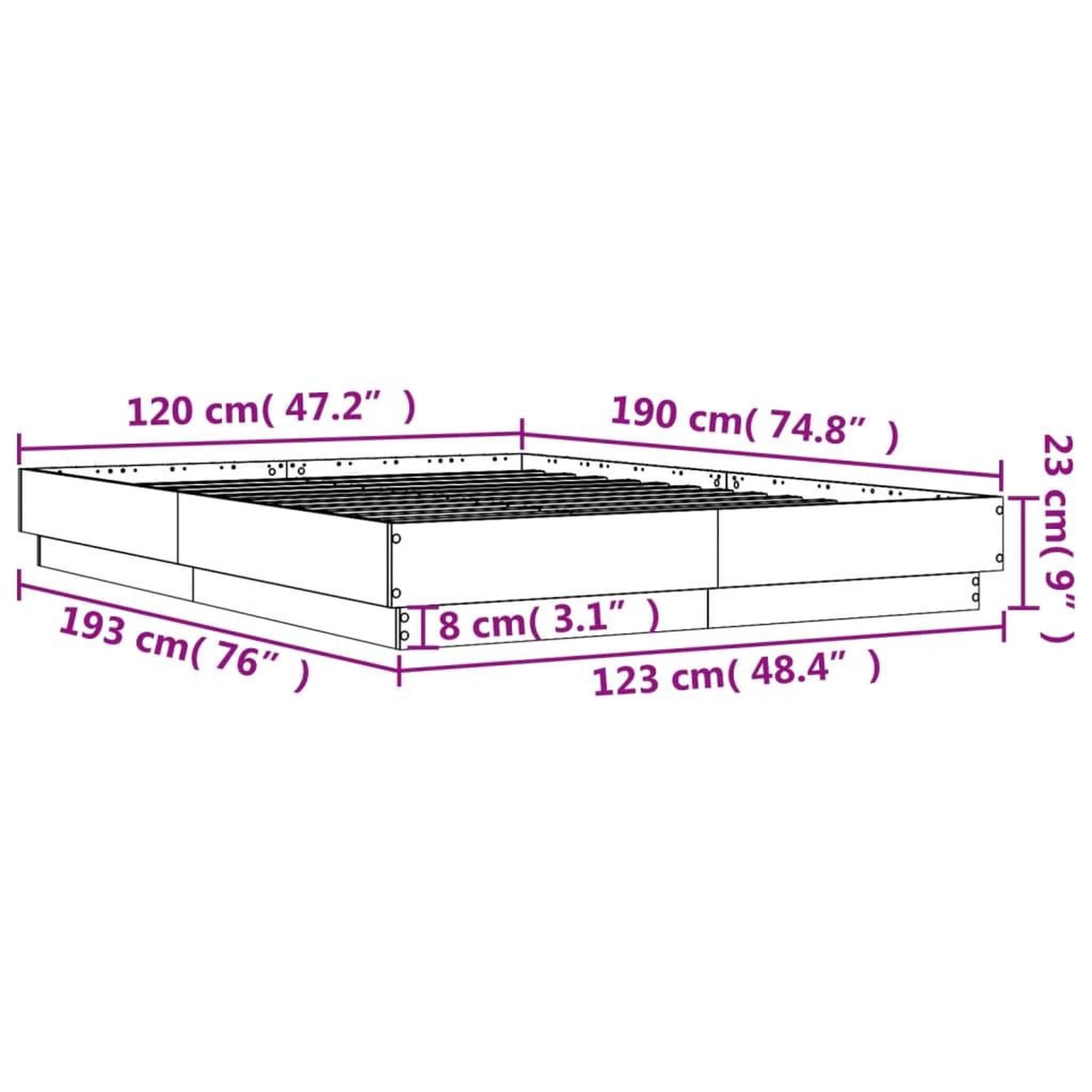 Voir la diapositive 6 : VIDAXL Cadre de lit sans matelas gris beton 120x190 cm