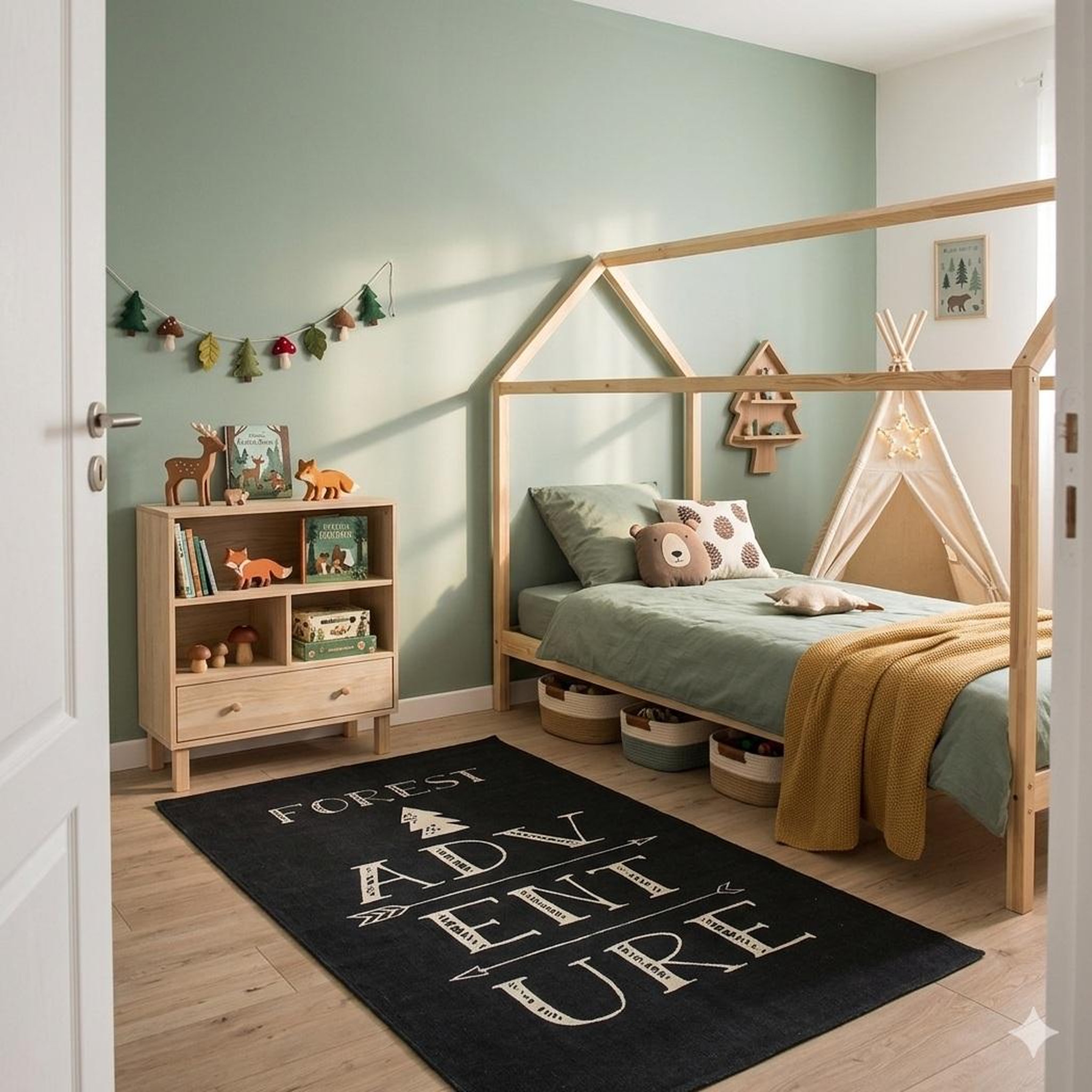 Voir la diapositive 2 : Eden Tapis enfant aventure forêt design et moderne