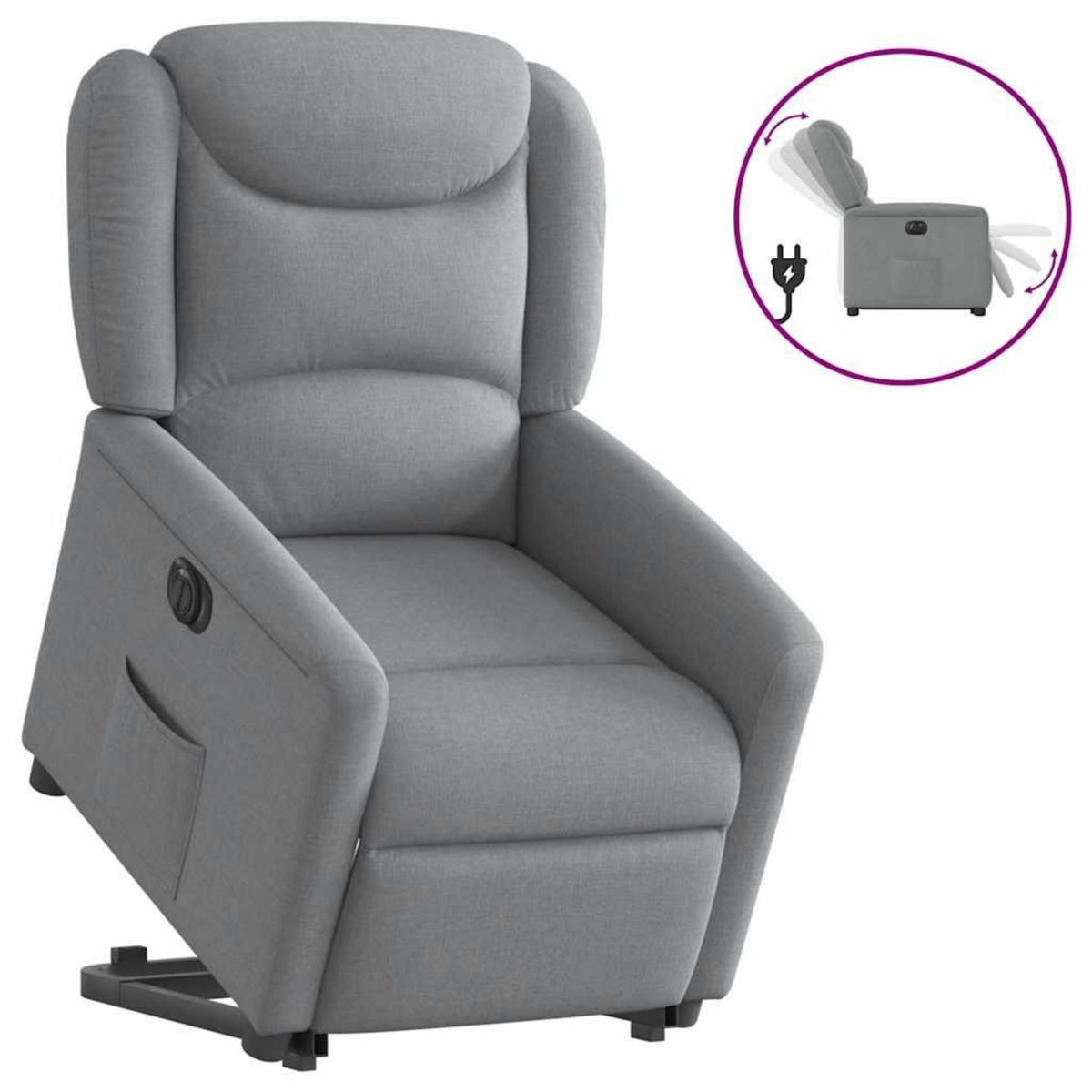 VIDAXL Fauteuil inclinable electrique gris clair tissu