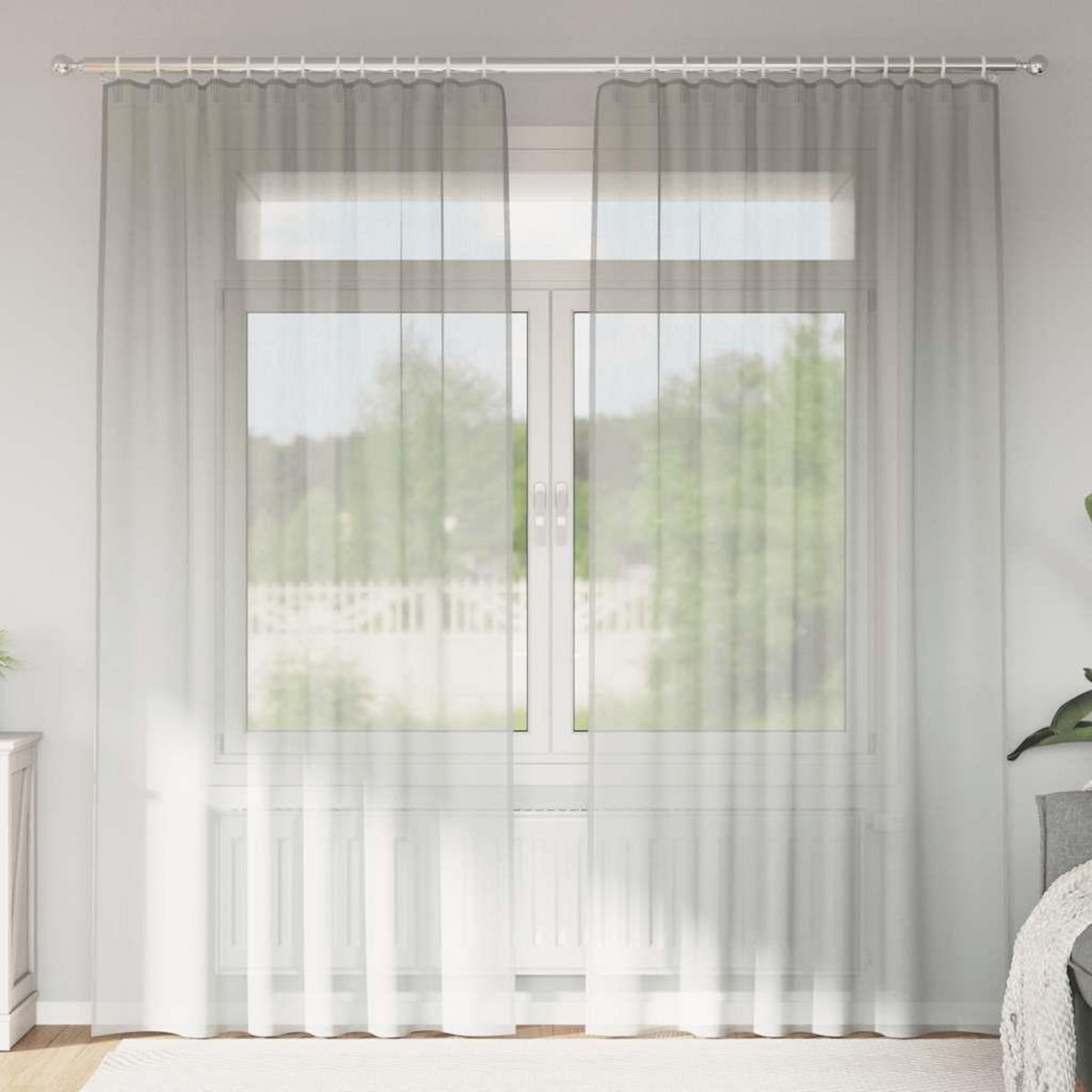VIDAXL Rideaux en voile avec boucles 2 pcs gris clair 140x245 cm