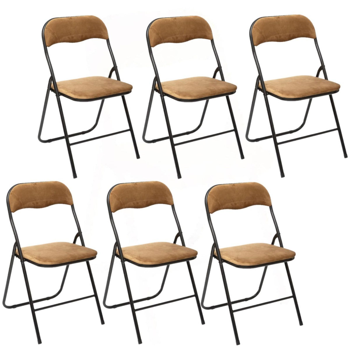 TOILINUX Lot de 6 Chaises pliantes effet velours