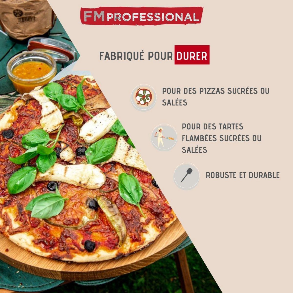FM PROFESSIONAL Pelle à pizza ou tarte flambée 49 cm FM Professional Pizza