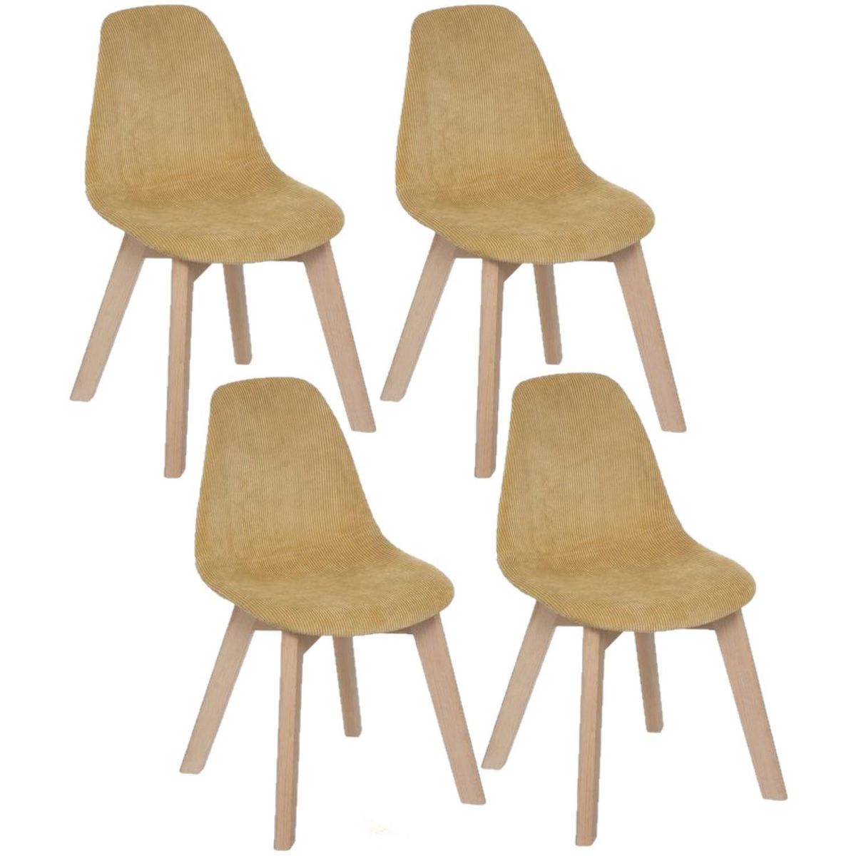 TOILINUX Lot de 4 Chaises pour enfant Lena effet velours