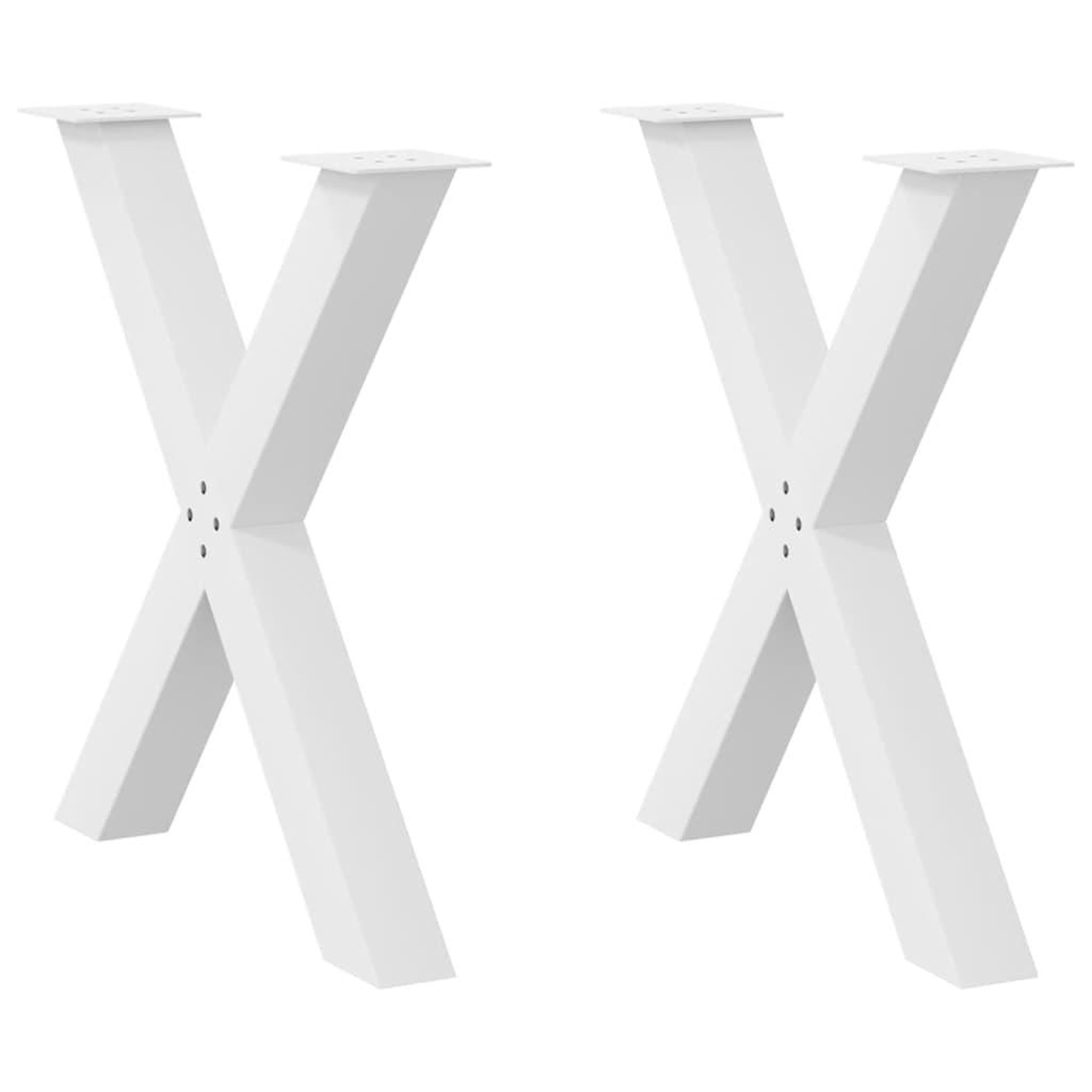 VIDAXL Pieds de table a manger forme de X 2 pcs blanc 80x(72-73) cm