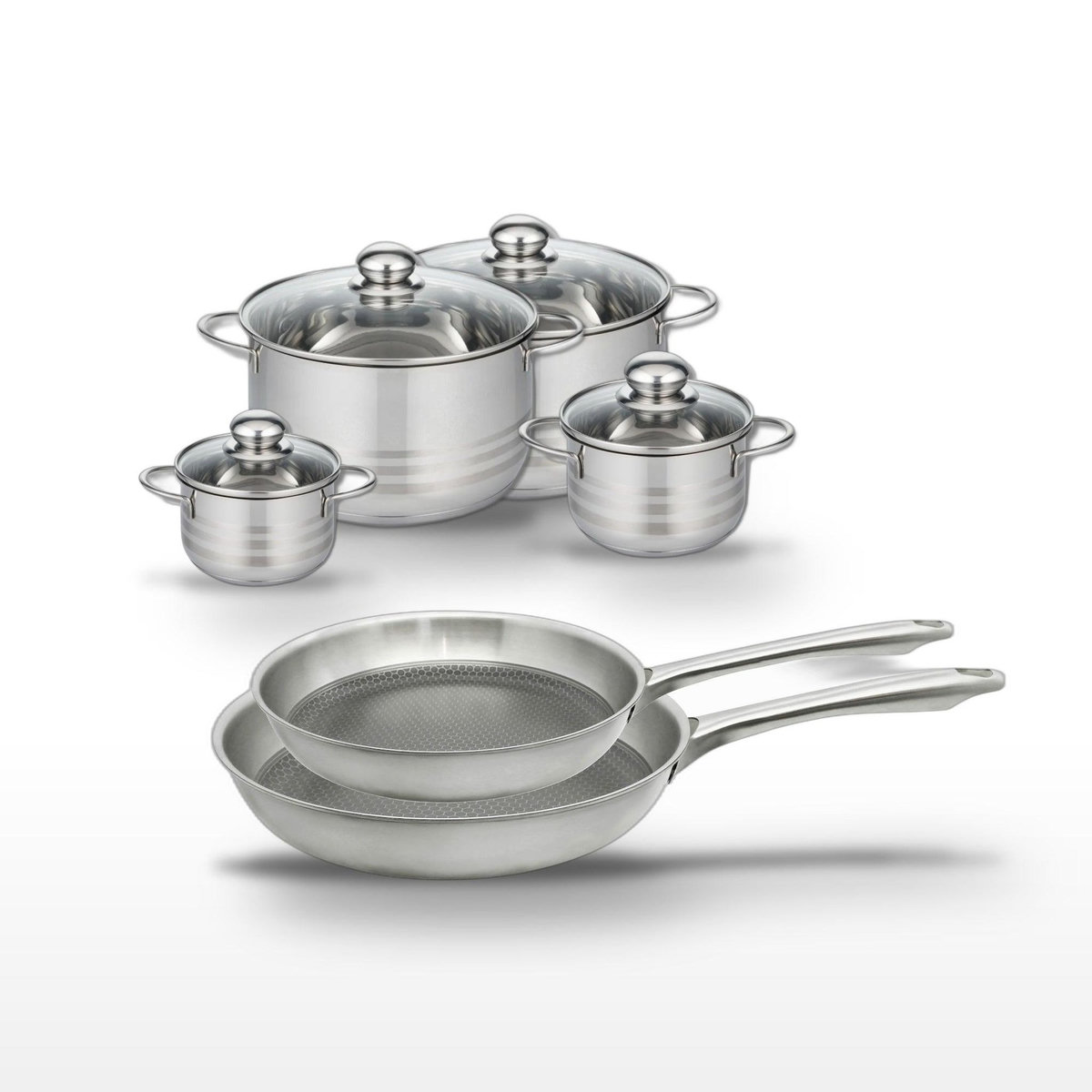 ELO Lot de 2 poêles 24/28 cm et 4 faitouts Elo Relief Passion