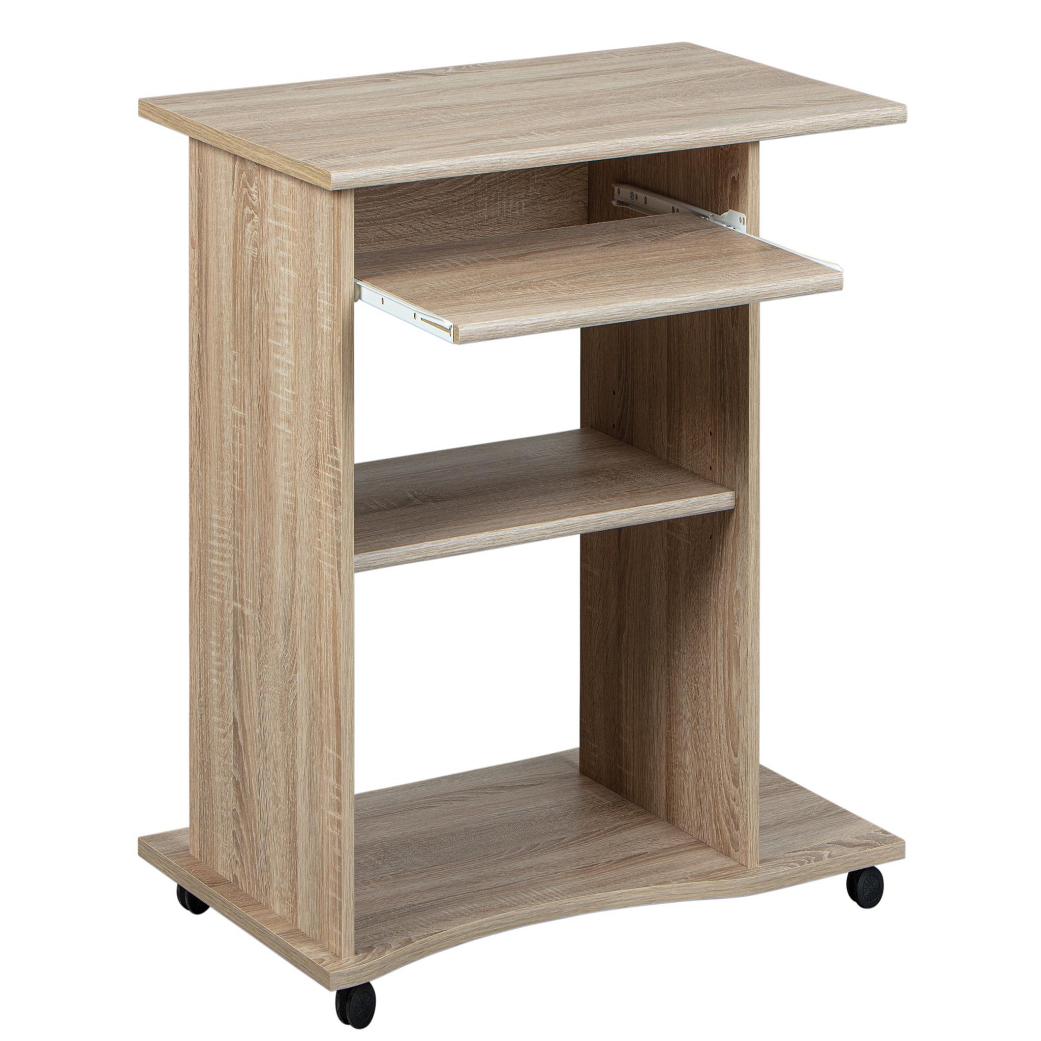 Voir la diapositive 5 : Bureau droit informatique avec tablette coulissante et roulettes L80cm  ADRIEN