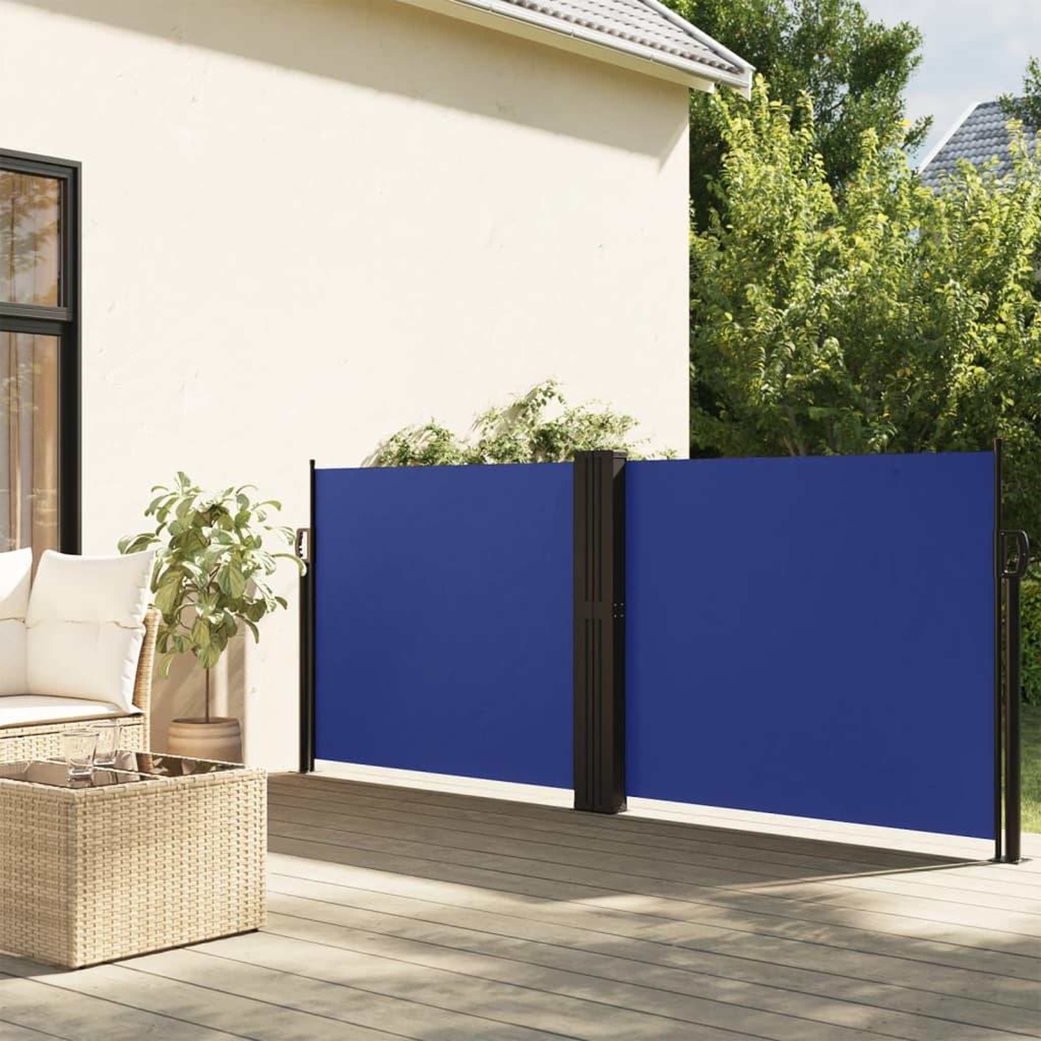 VIDAXL Auvent lateral retractable bleu 140x600 cm
