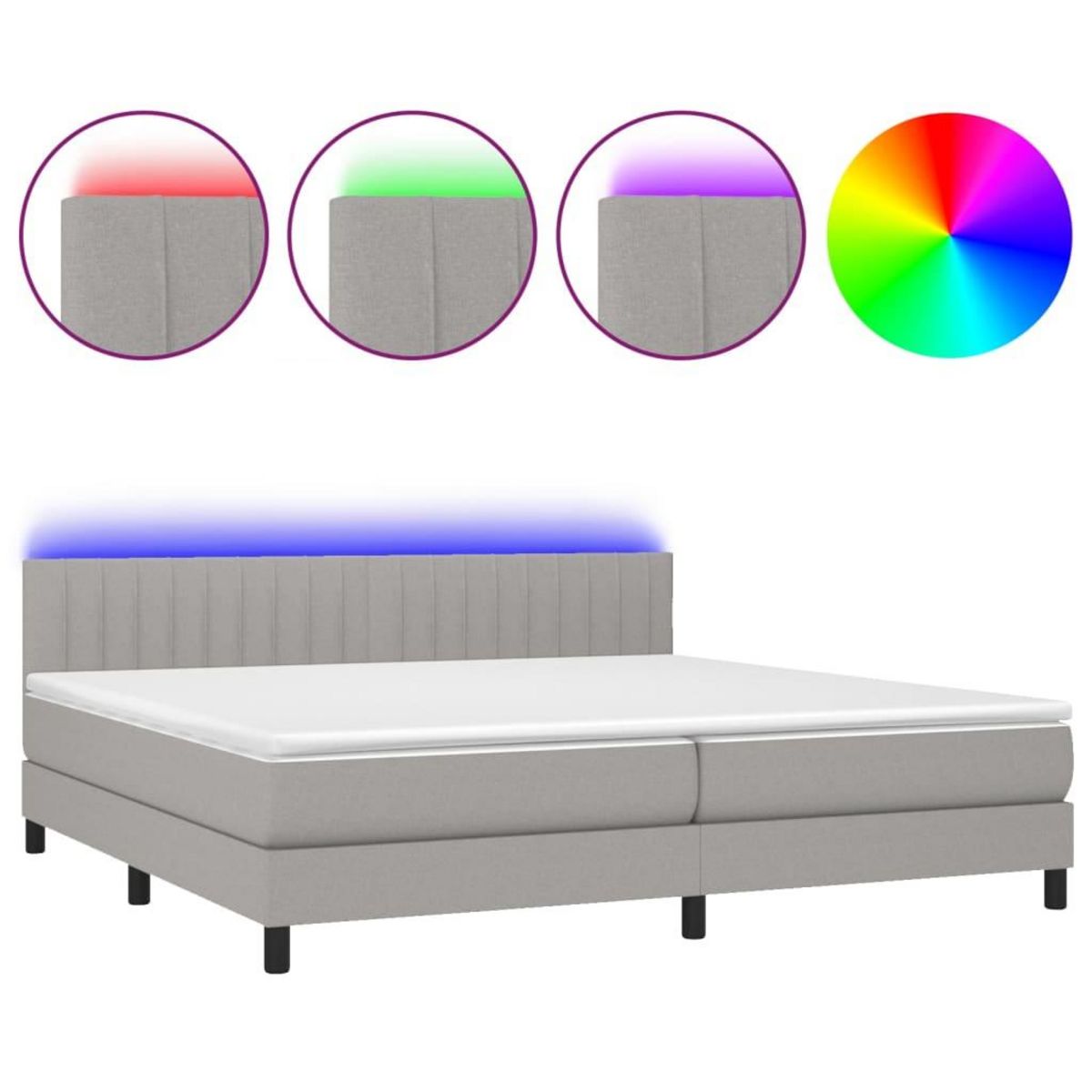 VIDAXL Sommier a lattes de lit matelas LED Gris clair 200x200 cm Tissu