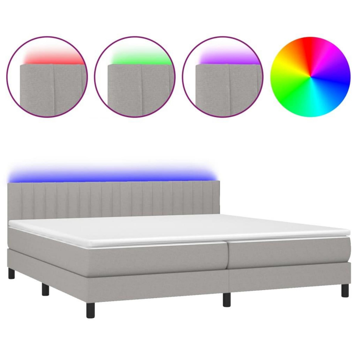 VIDAXL Sommier a lattes de lit matelas LED Gris clair 200x200 cm Tissu