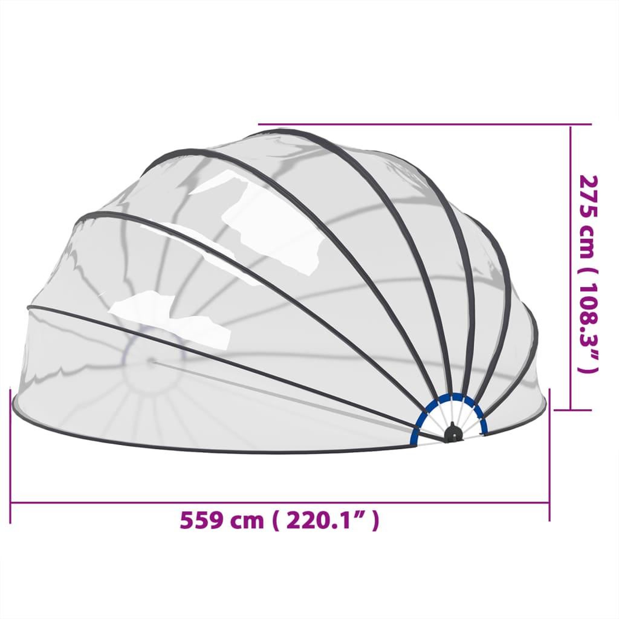 Voir la diapositive 6 : VIDAXL Dome de piscine 559x275 cm