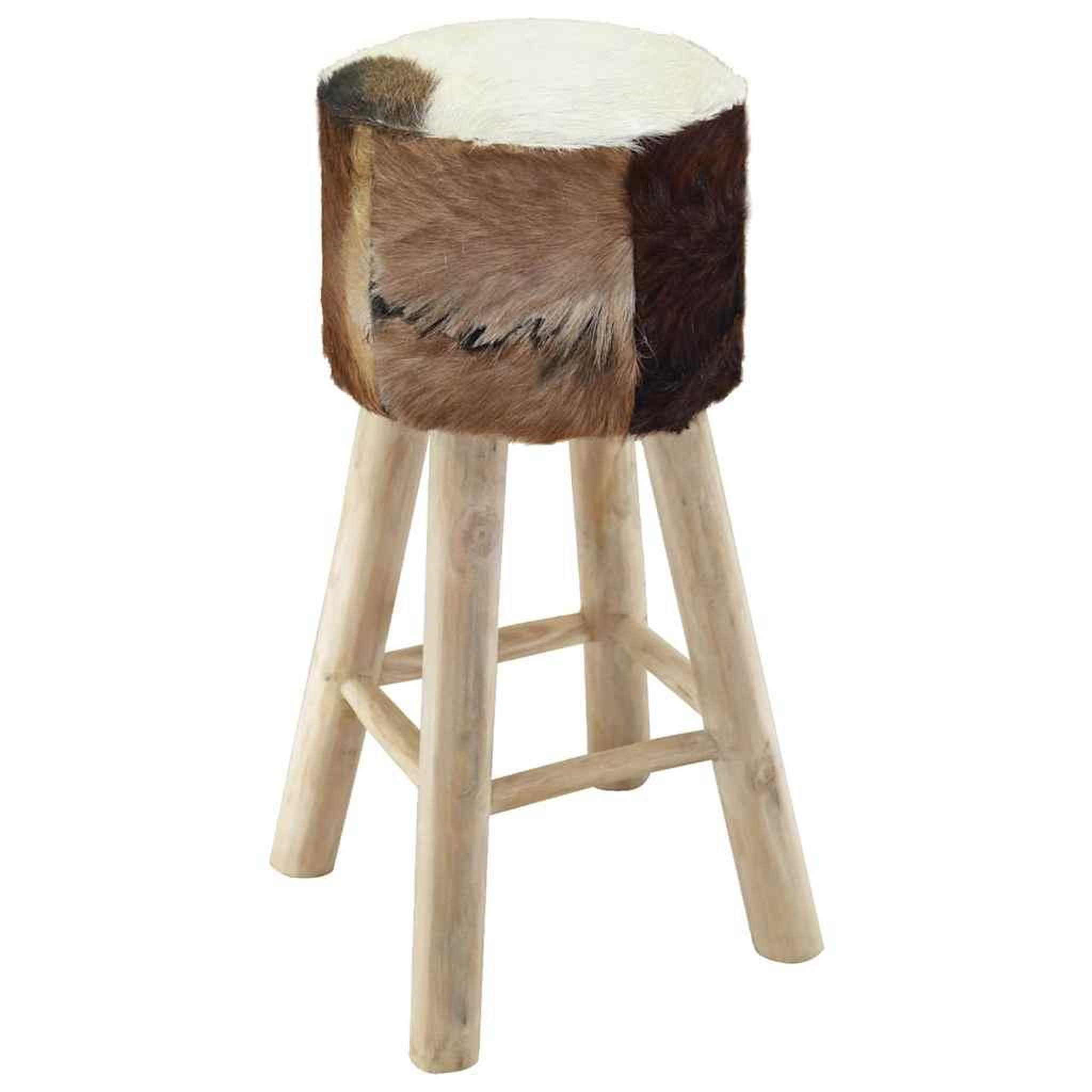 Voir la diapositive 4 : VIDAXL Tabouret de bar cuir de chevre et bois de teck solide