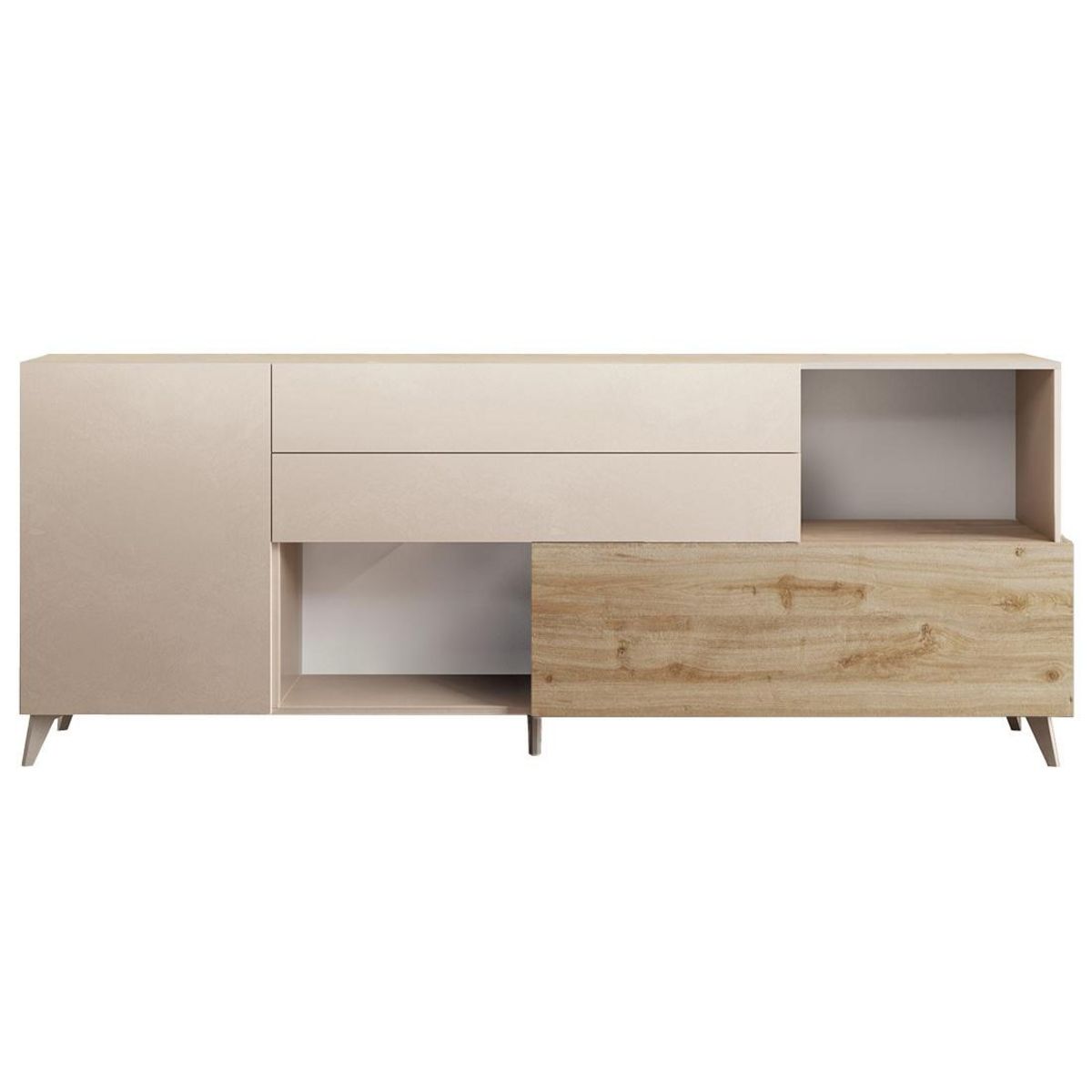 BEST MOBILIER Estelle - buffet bas - 2 portes et 2 tiroirs - 241 cm