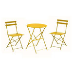 Proloisirs Ensemble Guéridon de jardin Cuba Ø 60 cm - miel + 2 Chaises pliante Cuba