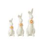 Voir la diapositive 2 : Paris Prix Lot de 3 Statuettes Lapins  Fleurs  23cm Blanc & Orange