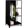 Voir la diapositive 4 : ID MARKET Armoire-étagère penderie ESTER 1 porte métal noir et bois design industriel