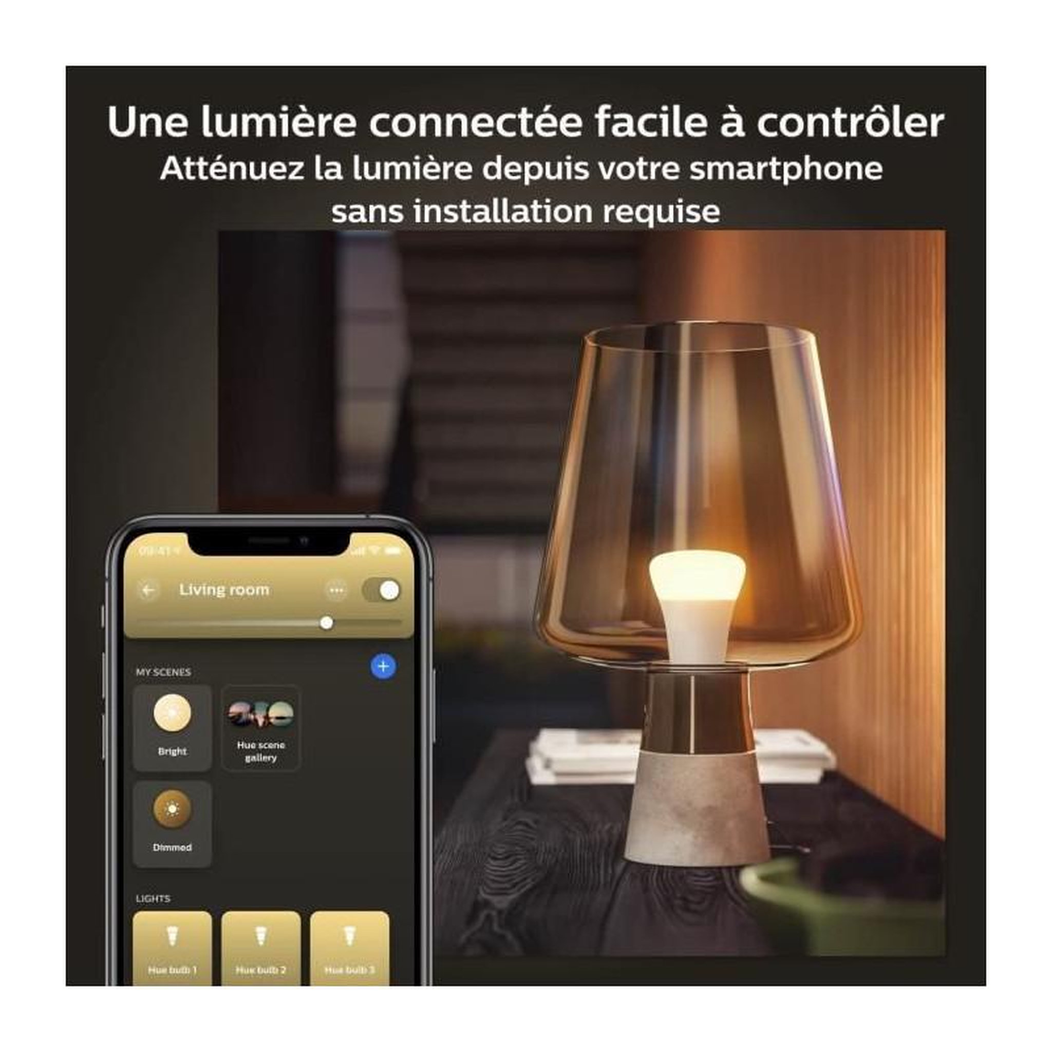 Voir la diapositive 3 : PHILIPS HUE White 9W A60 E27 EU x4