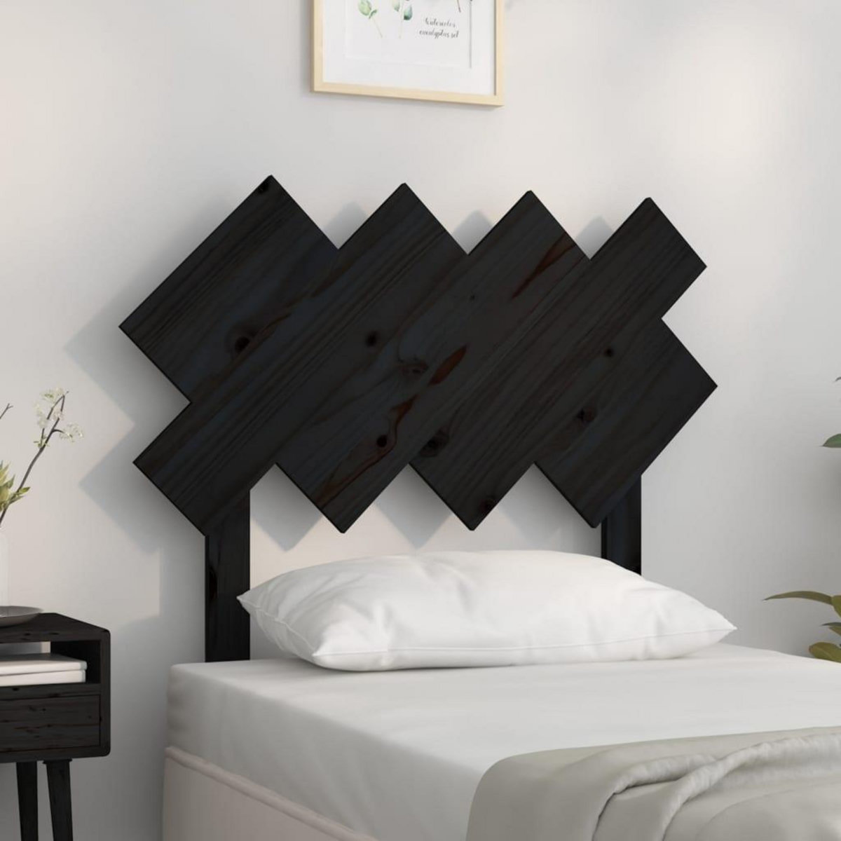 VIDAXL Tete de lit Noir 92x3x81 cm Bois massif de pin