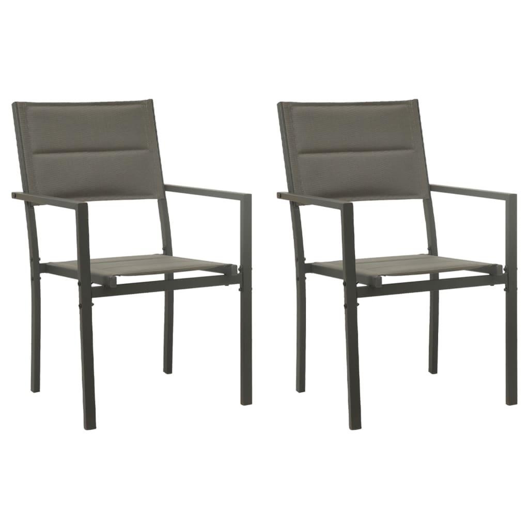 Voir la diapositive 1 : VIDAXL Chaises de jardin lot de 2 Textilene acier Gris et anthracite