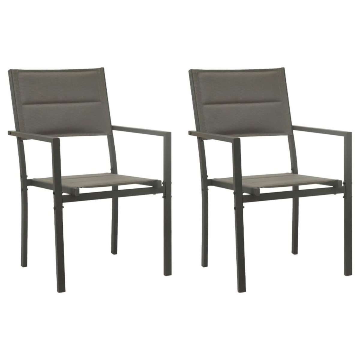 VIDAXL Chaises de jardin lot de 2 Textilene acier Gris et anthracite
