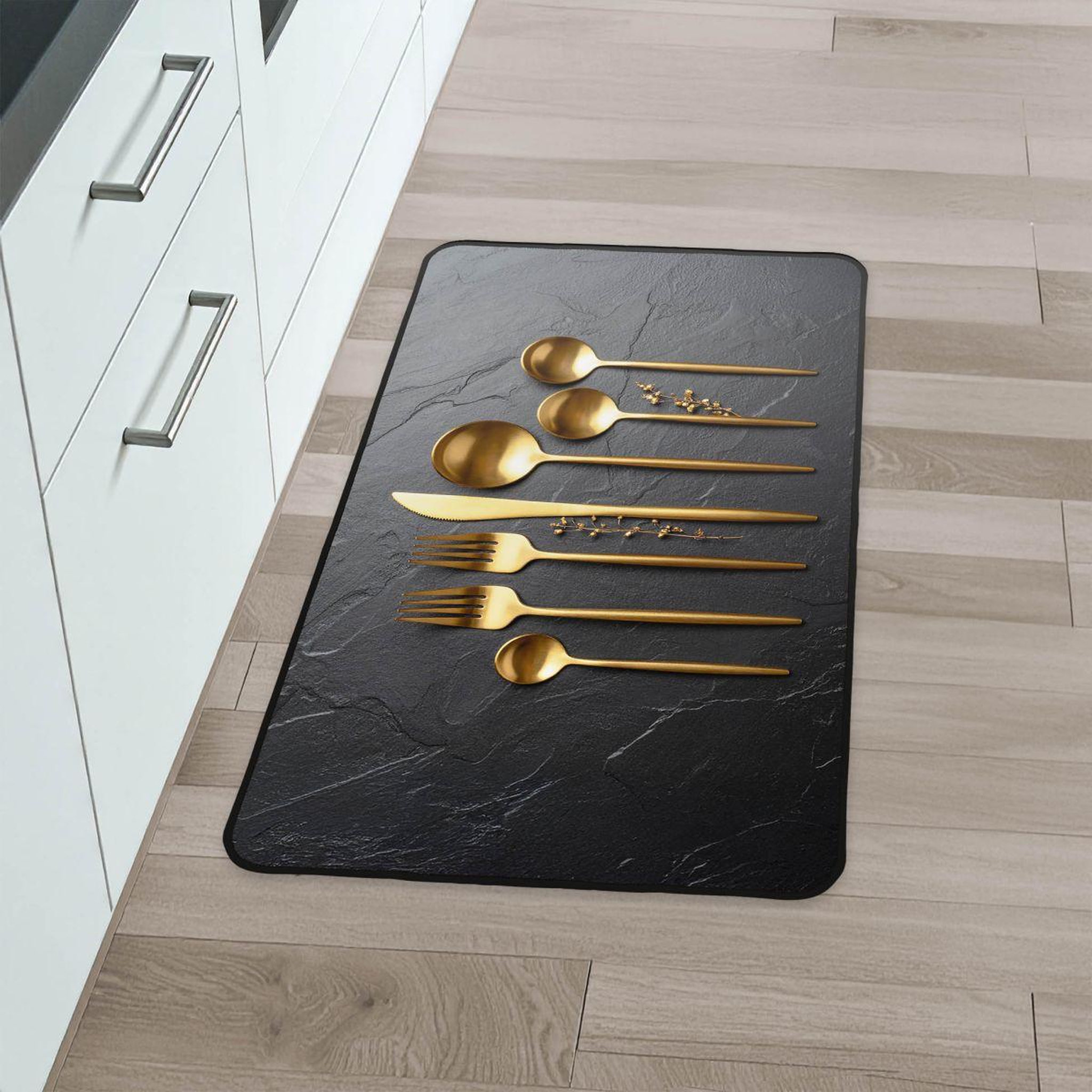 Voir la diapositive 2 : Douceur d'Intérieur Tapis imprimé  cuisinor  45x75cm noir