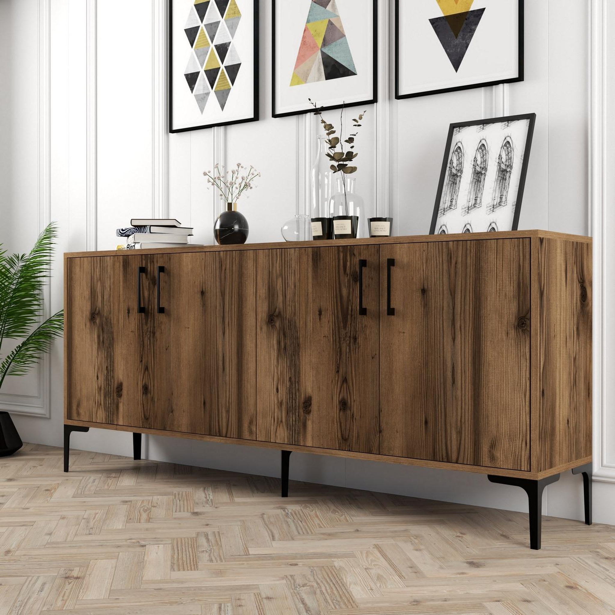 Voir la diapositive 4 : Habitat et Jardin Buffet en bois  kiev  - 180 x 35 x 78 cm - noyer