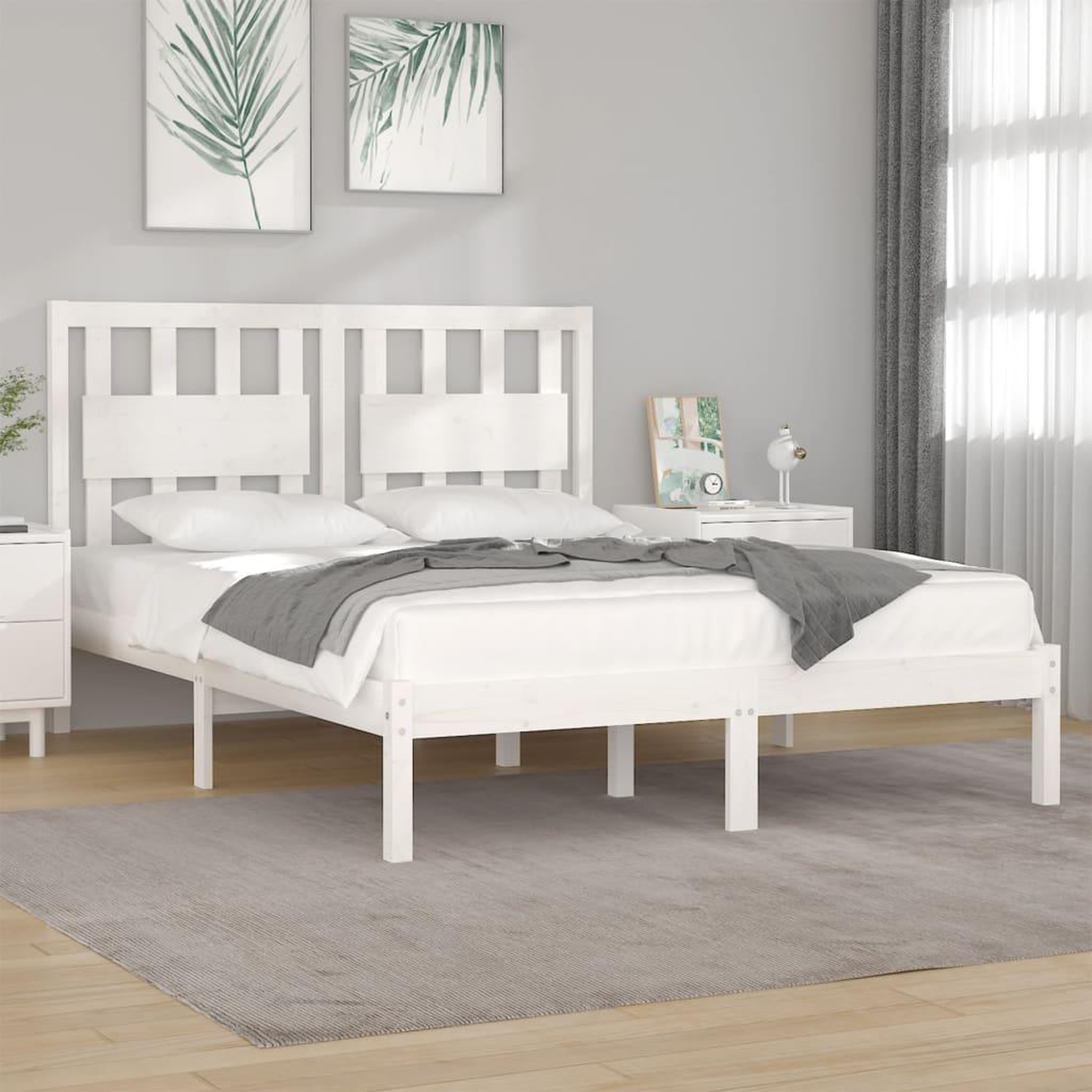 VIDAXL Cadre de lit sans matelas blanc bois massif 120x200 cm