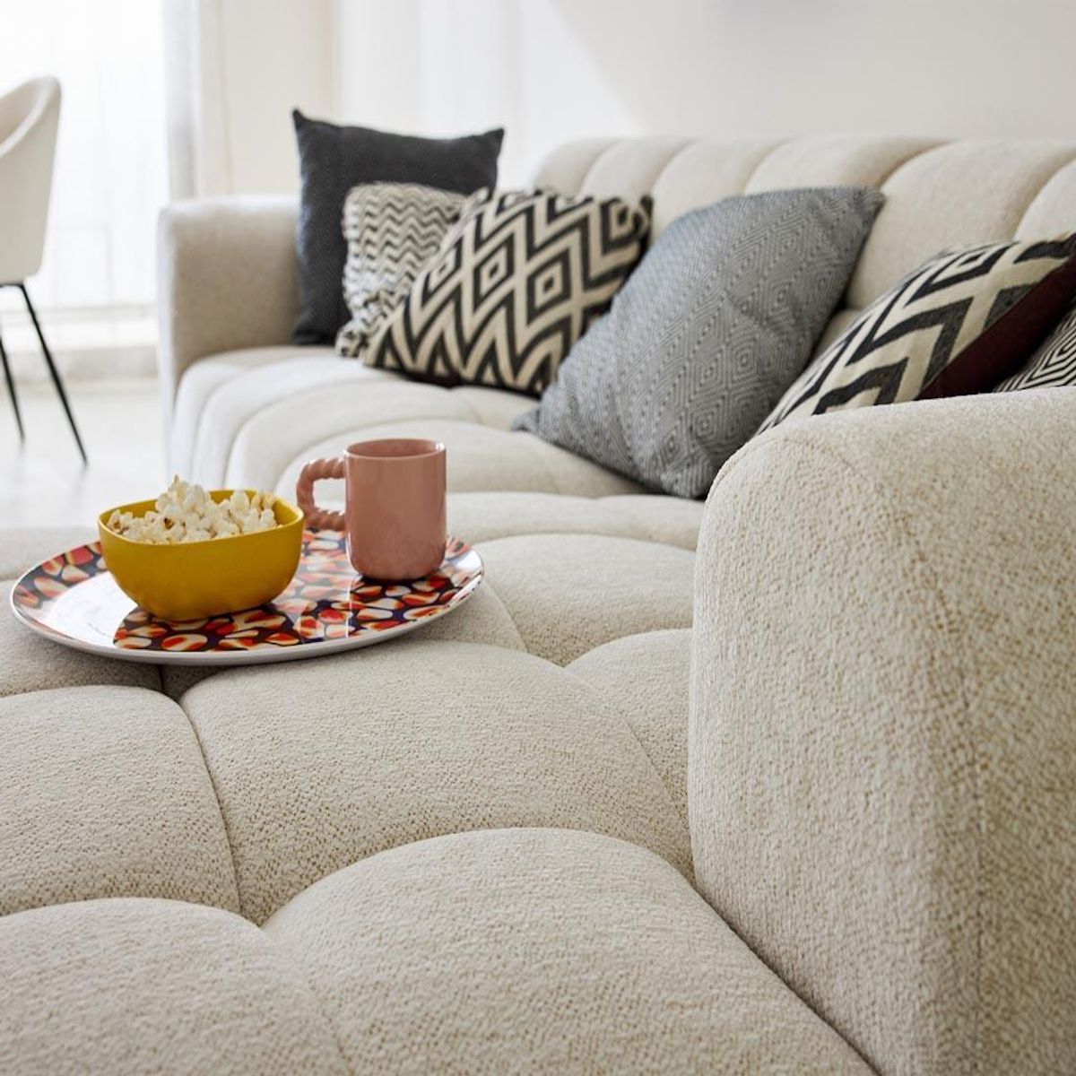 LISA DESIGN Ray - canapé d'angle droit - 4 places - en tissu texturé