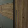 Voir la diapositive 2 : MARKET24 Armoire - Décor Chene et vert Sauge - 2 portes battantes + 2 portes coulissantes - L270 x P61 x H210cm - NARAGO