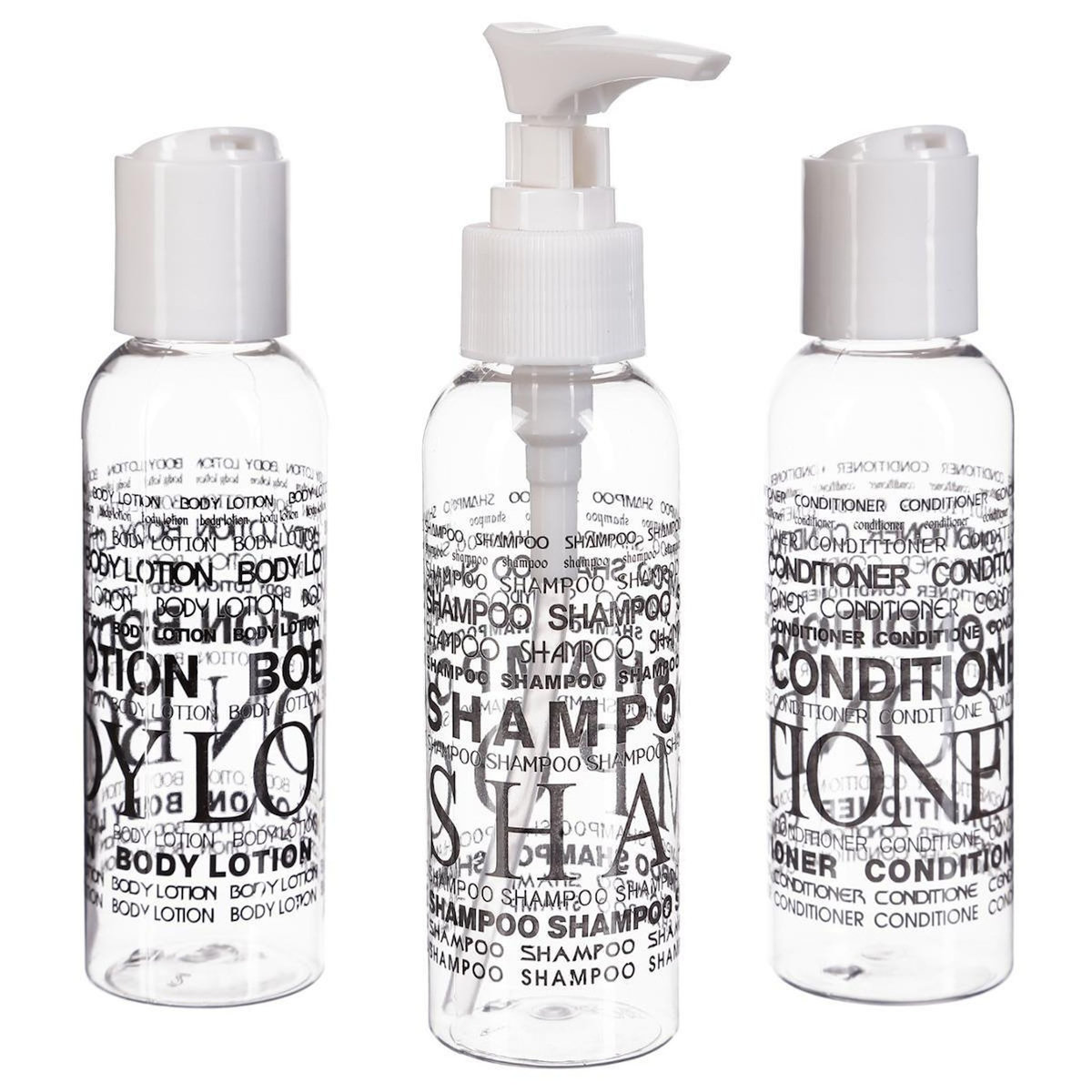 Body beauty Set de 3 Flacons  Voyage  13cm Transparent