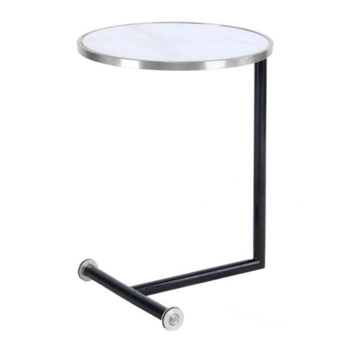 Paris Prix Table d'Appoint Design  Servant  62cm Argent & Blanc