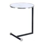 Paris Prix Table d'Appoint Design  Servant  62cm Argent & Blanc