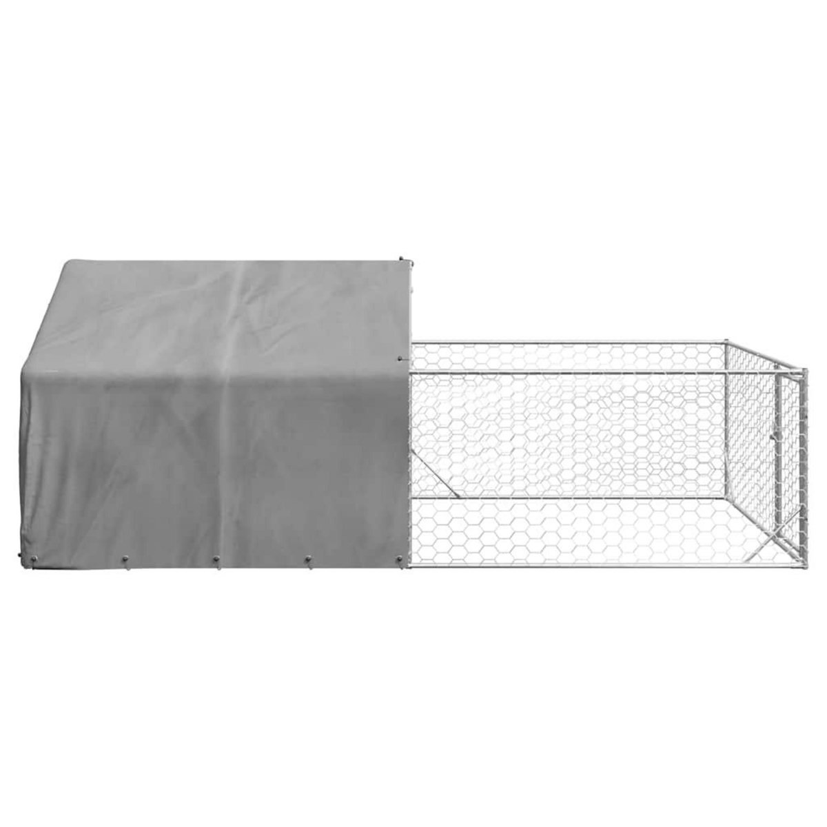 VIDAXL Niche d'exterieur pour chien enclos 5x2x1,5 m acier galvanise