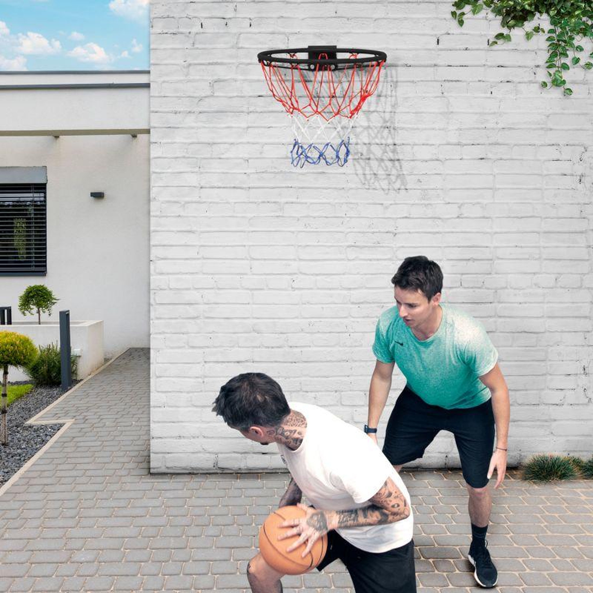 Voir la diapositive 2 : BUMBER Arceau de Basket-Ball mural MALIBU Diamètre 45 cm et filet – fixation murale incluse