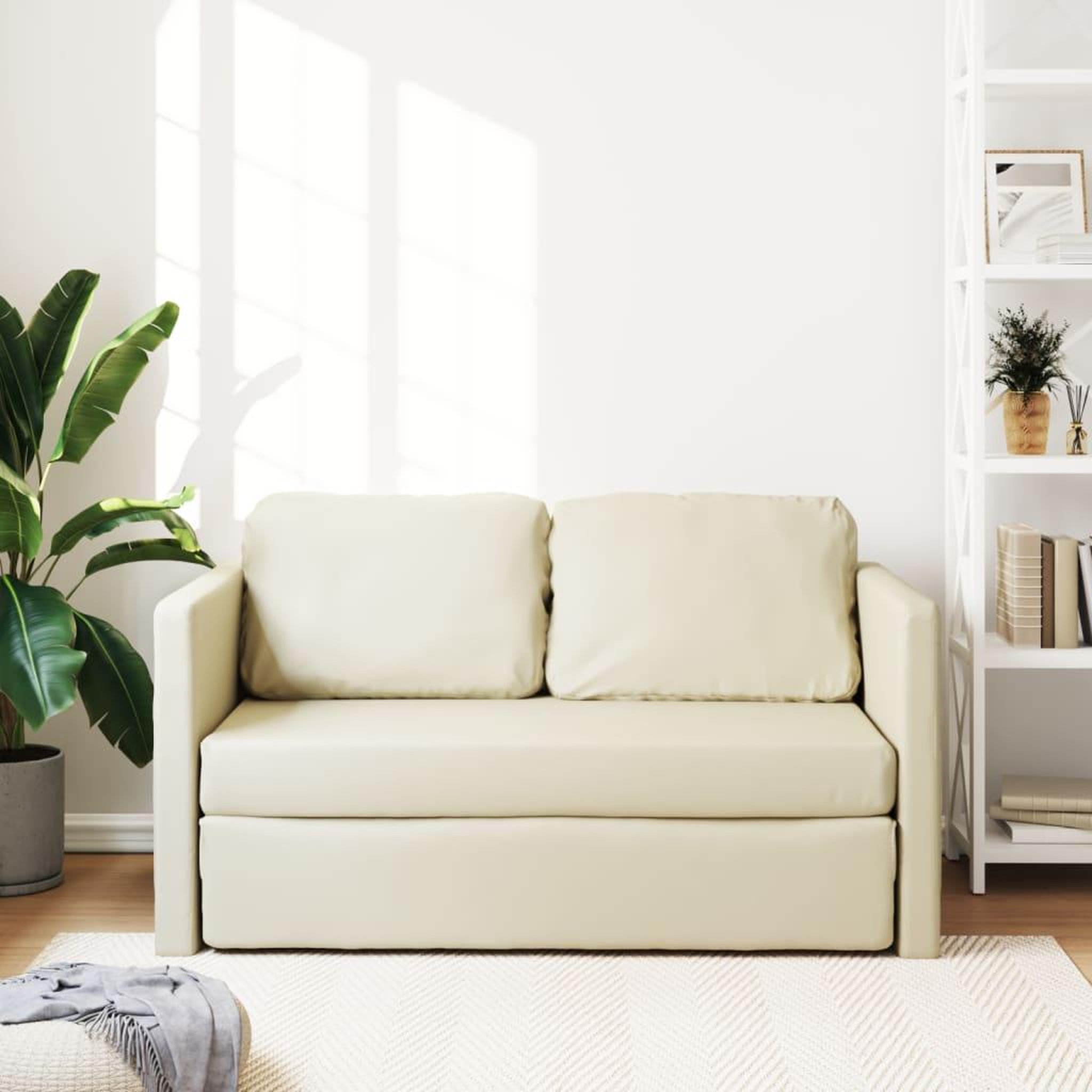 Voir la diapositive 3 : VIDAXL Canape-lit 2 en 1 creme 112x174x55 cm similicuir