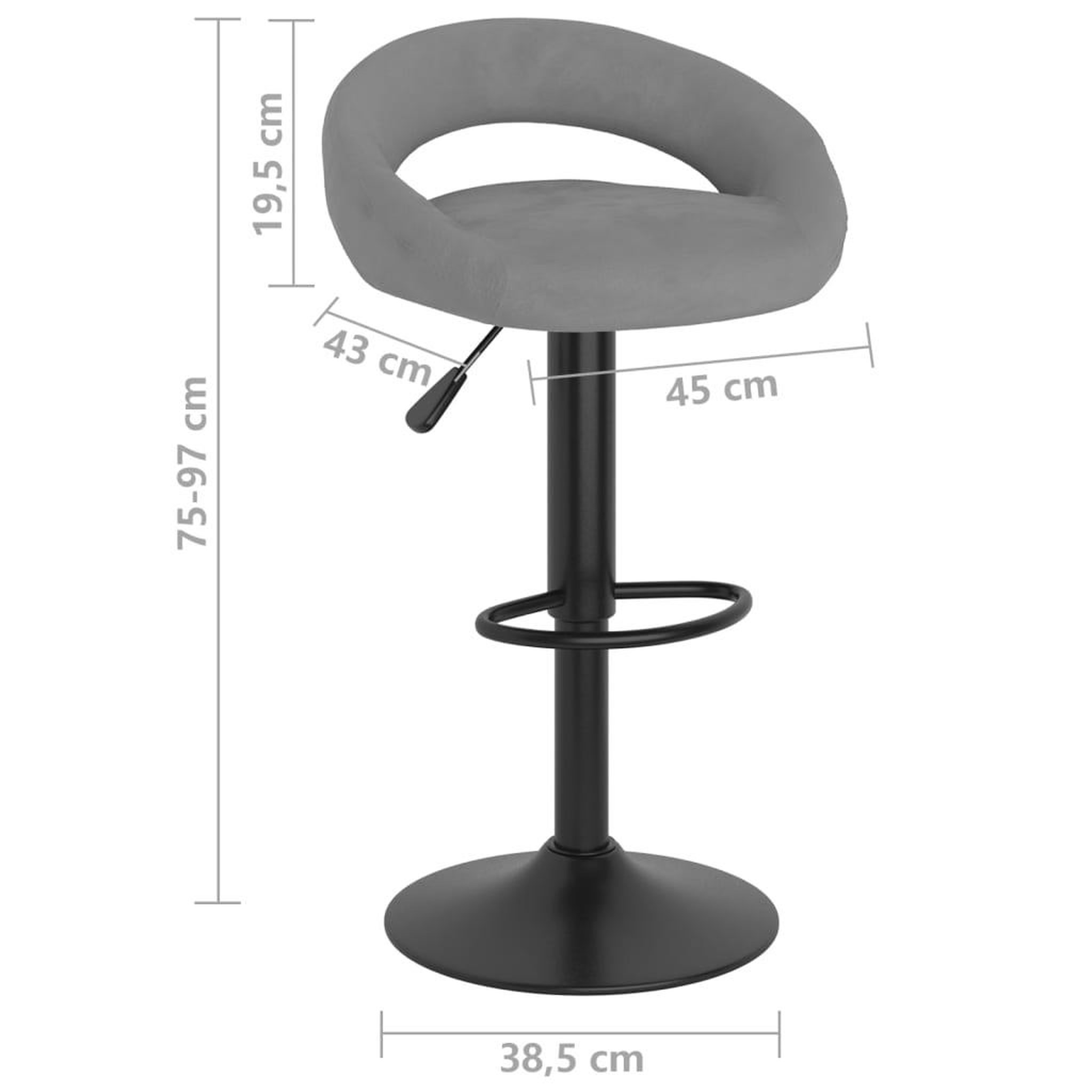 Voir la diapositive 6 : VIDAXL Tabourets de bar lot de 2 gris clair velours