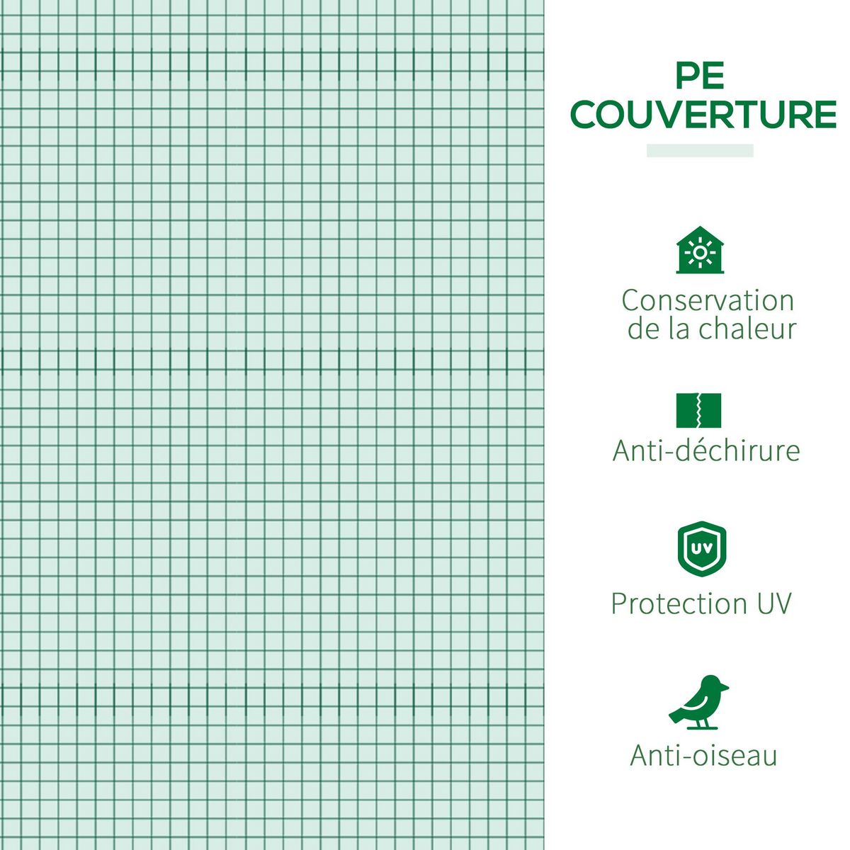 OUTSUNNY Mini serre de jardin serre à tomates 400L x 100l x 80H cm acier PE haute densité 140 g/m² anti-UV 3 fenêtres avec zip enroulables vert