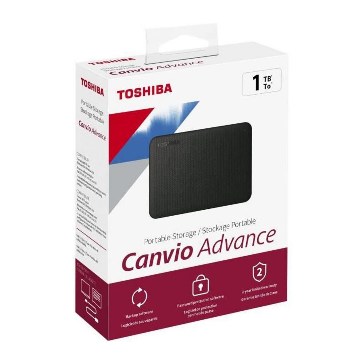 Toshiba Disque dur externe - TOSHIBA - Canvio Advance - 1 To - Noir