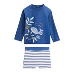 Petit Béguin Maillot de bain bébé 2 pièces t-shirt de protection UV et boxer Brasilia. Coloris disponibles : Bleu