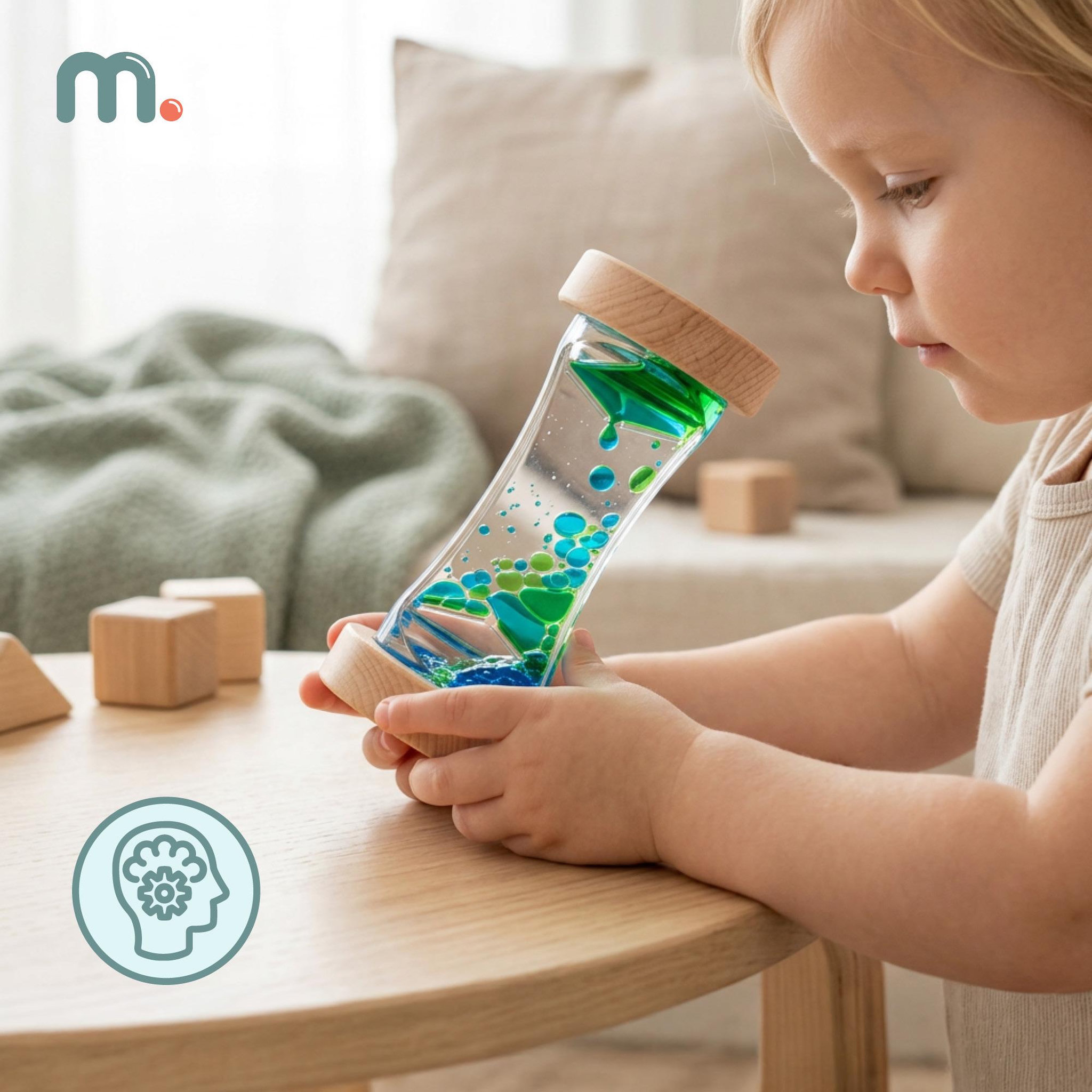 Voir la diapositive 5 : MAMABRUM Jouet d'Apprentissage Sablier Sensoriel Bois Mamabrum Minuteur 30s Vert 3 Ans