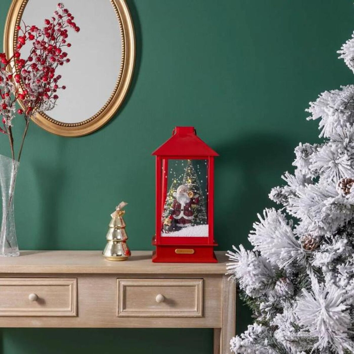 FEERIC LIGHT & CHRISTMAS Décoration Lumineuse  Lanterne  38cm Rouge