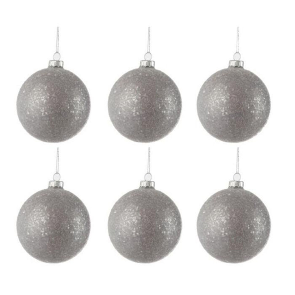 Paris Prix Lot de 6 Boules de Noël Design  Atop  8cm Gris