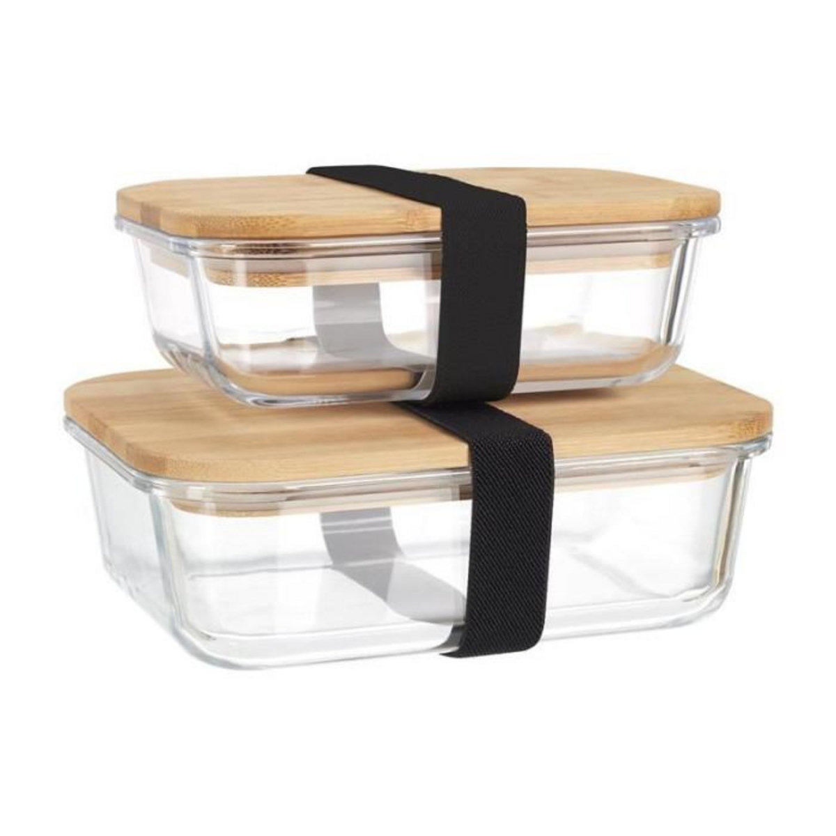 Paris Prix Lot de 2 Boîtes de Conservation  Bambou  0,9L Transparent