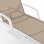 Voir la diapositive 3 : ID MARKET Lot de 2 transats de jardin inclinables JAVA avec tablettes en acier blanc et toile beige